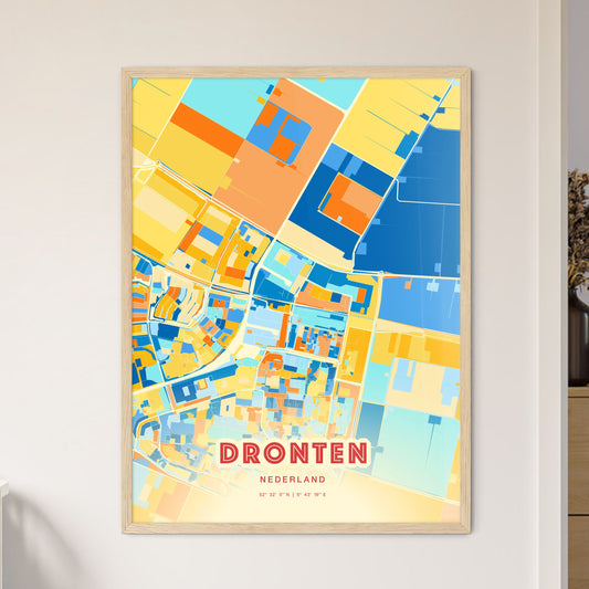 Colorful DRONTEN NETHERLANDS Fine Art Map Blue Orange