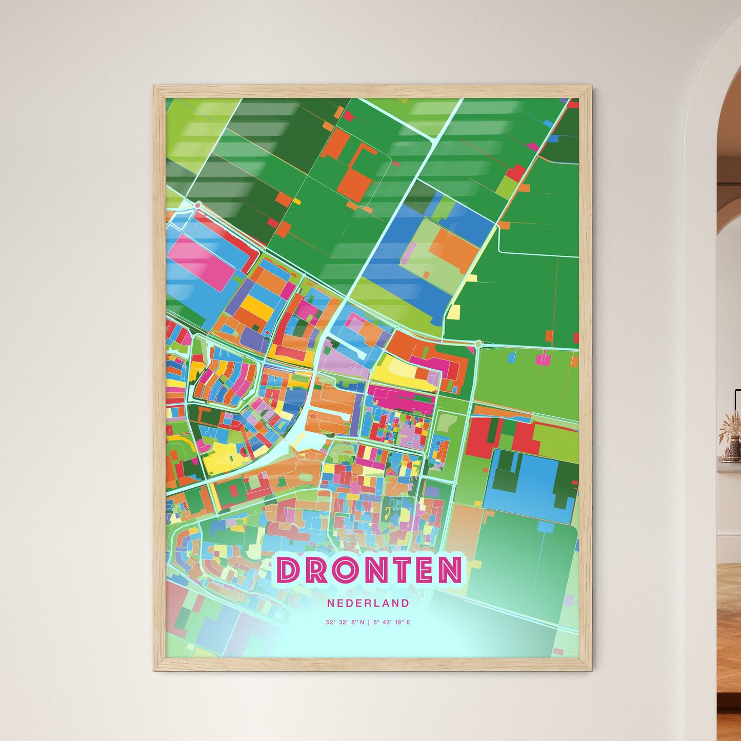 Colorful DRONTEN NETHERLANDS Fine Art Map Crazy Colors