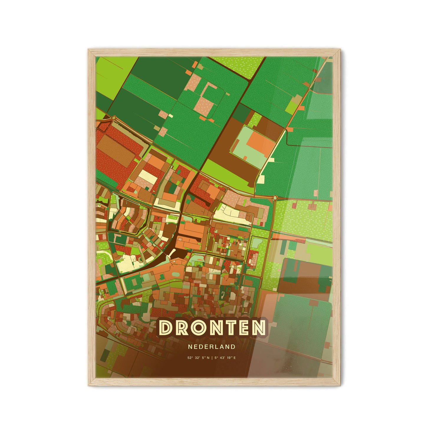 Colorful DRONTEN NETHERLANDS Fine Art Map Farmhouse