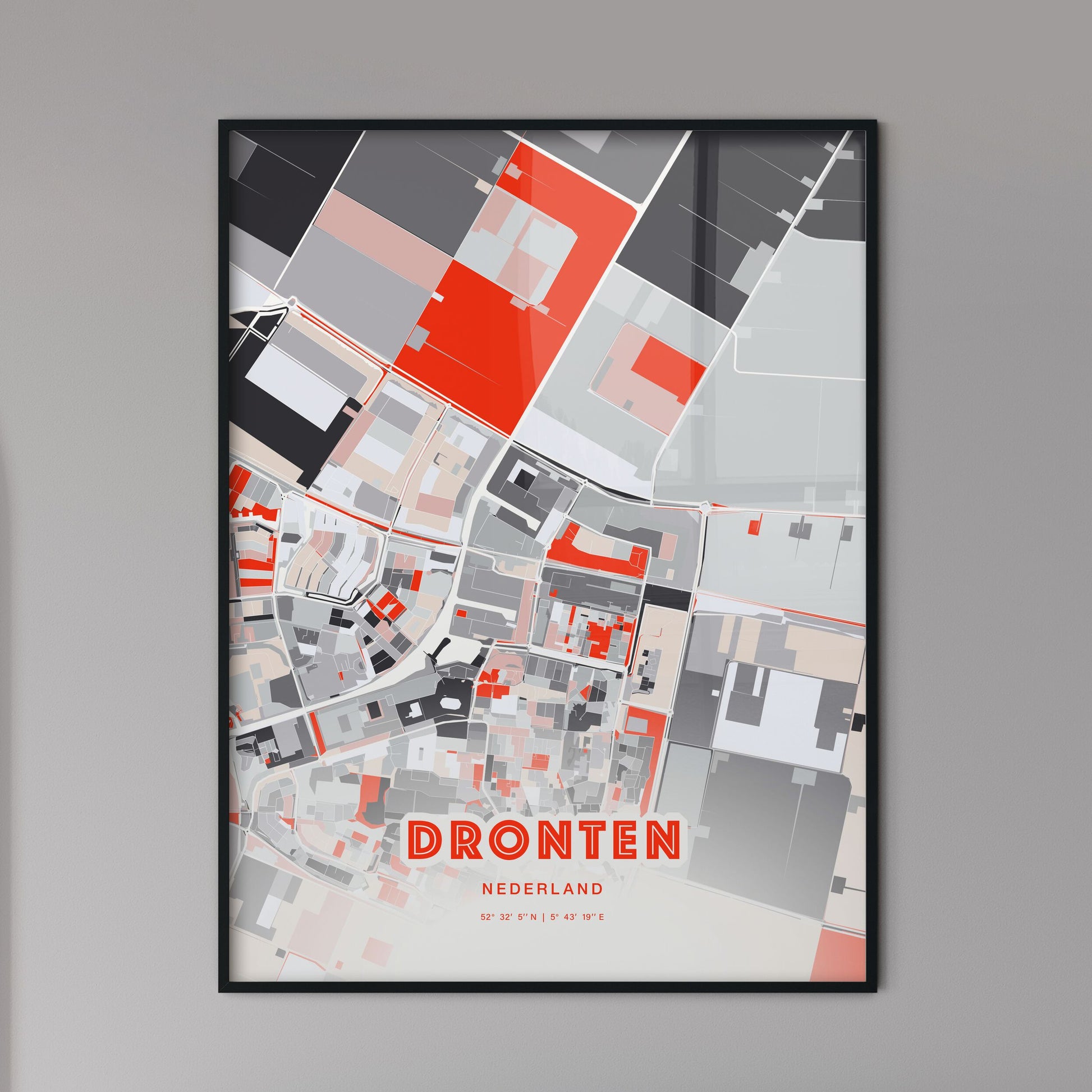 Colorful DRONTEN NETHERLANDS Fine Art Map Modern