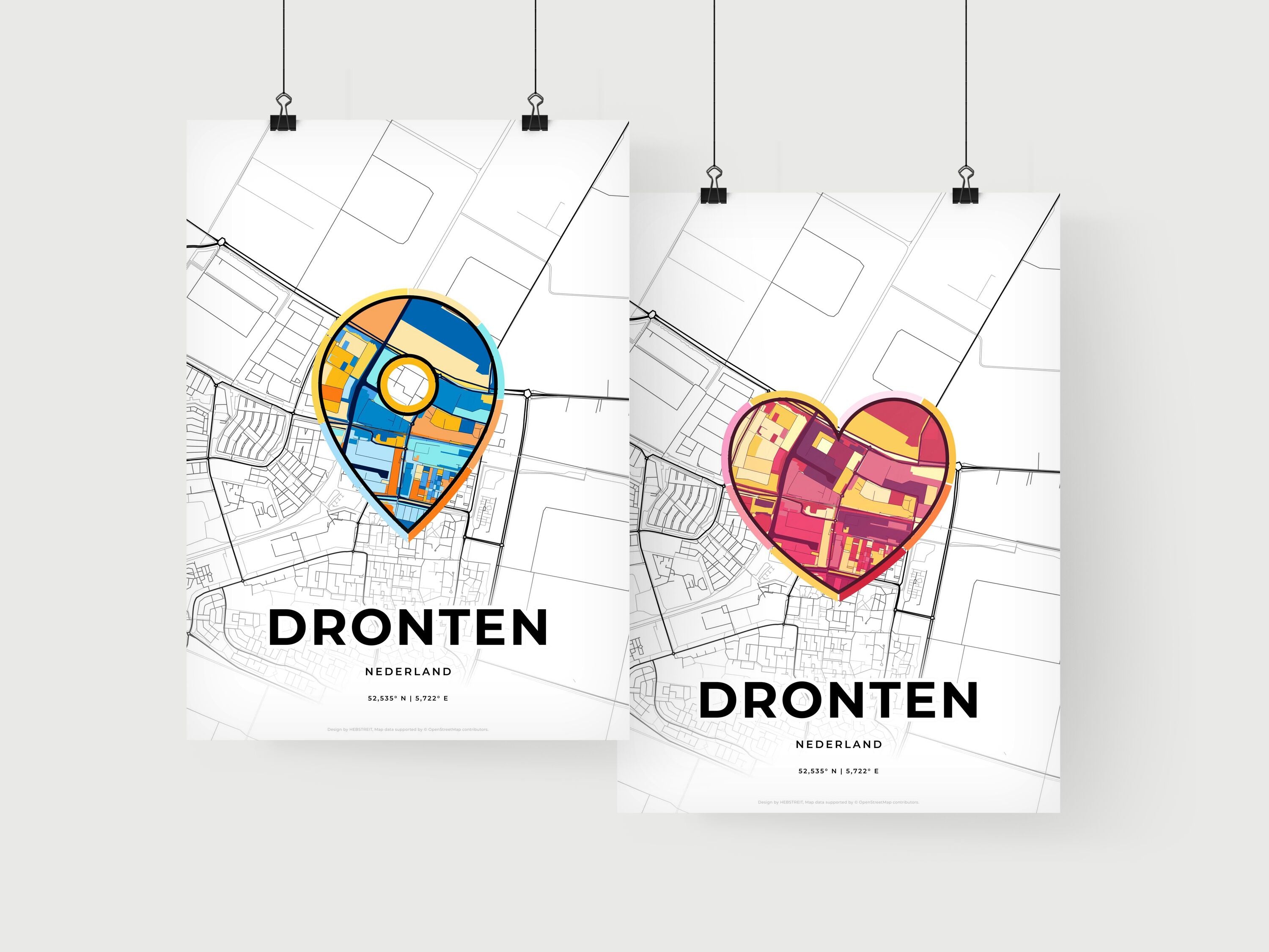 Dronten Netherlands, Minimal Art Map With A Colorful Icon – HEBSTREIT