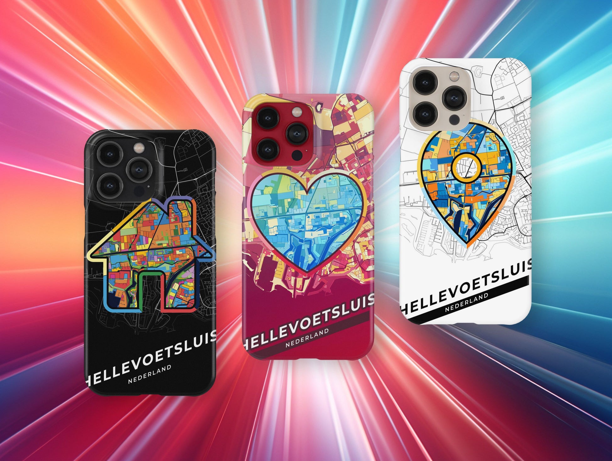 Hellevoetsluis Netherlands slim phone case with colorful icon. Birthday, wedding or housewarming gift. Couple match cases.