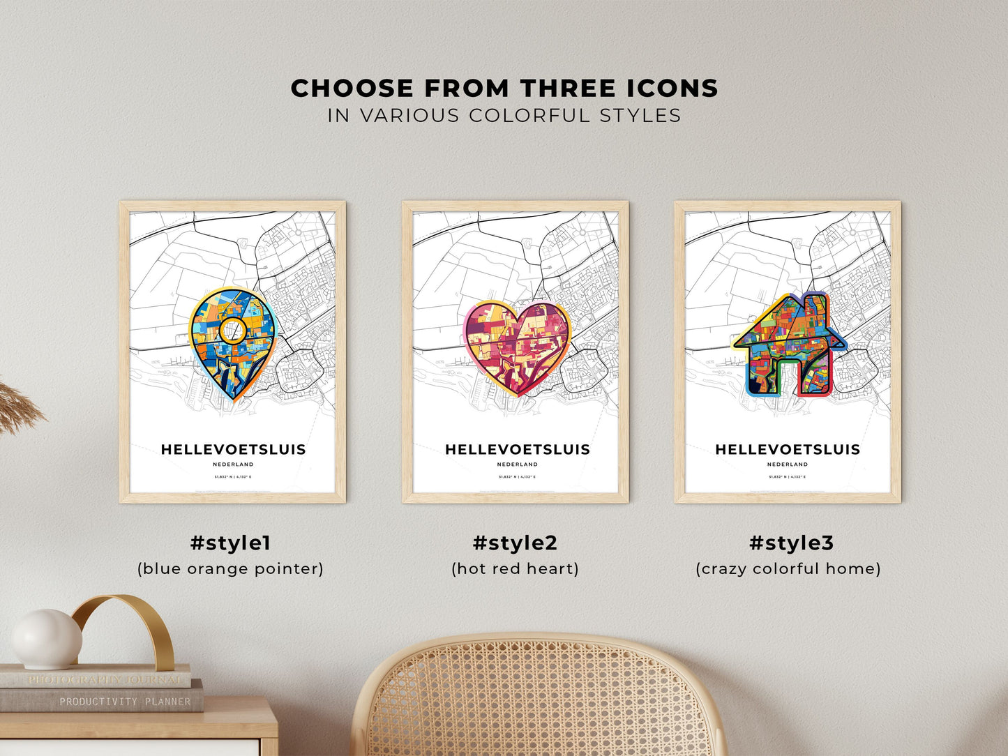 Hellevoetsluis Netherlands maps with colorful icons