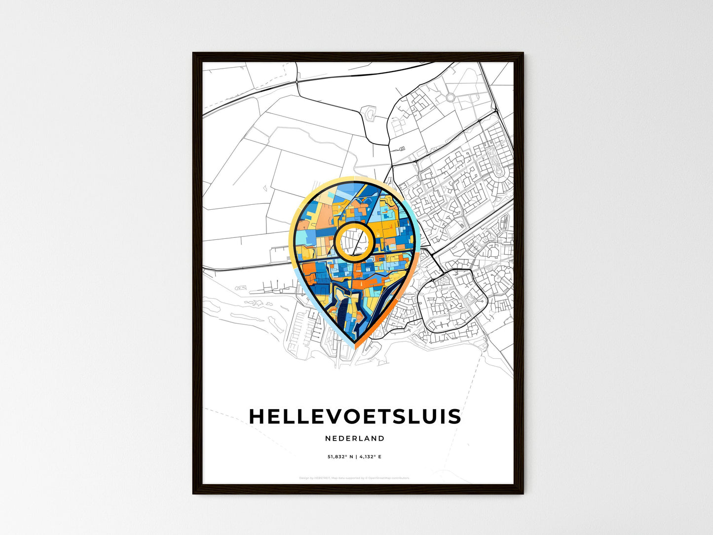 Hellevoetsluis Netherlands wedding art map with pointer icon