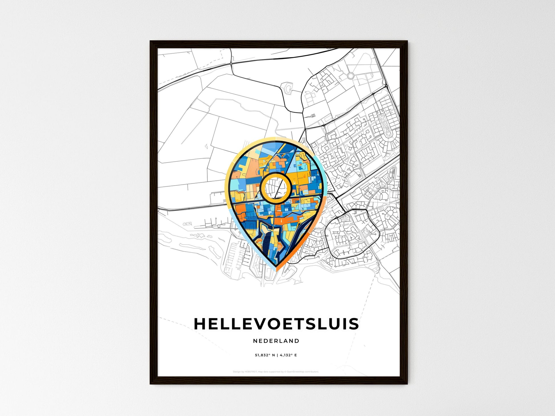 Hellevoetsluis Netherlands wedding art map with pointer icon