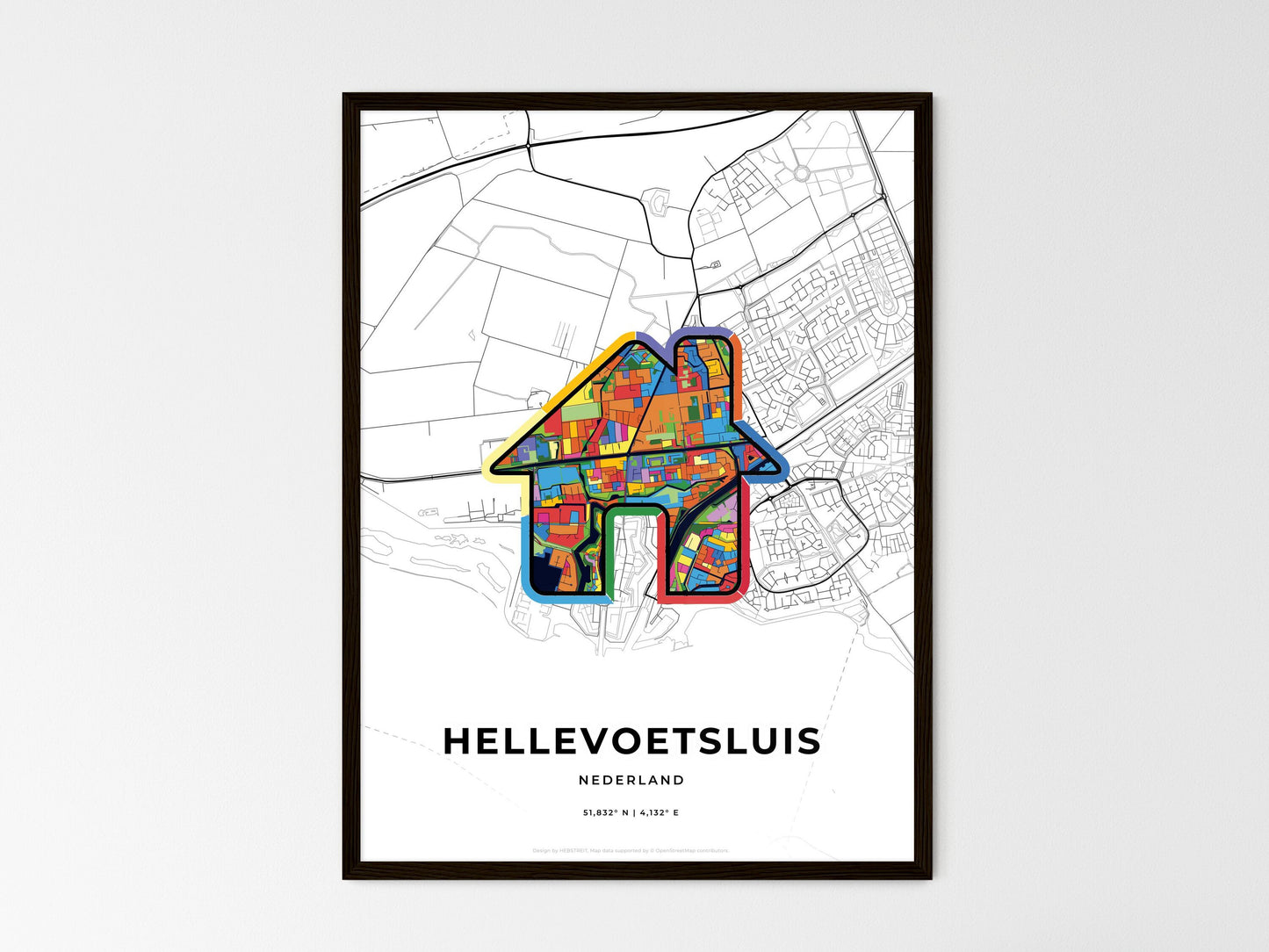 Hellevoetsluis Netherlands wedding art map with home icon