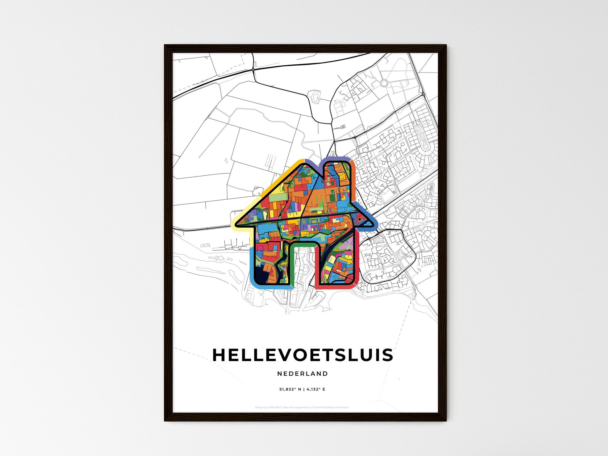 Hellevoetsluis Netherlands wedding art map with home icon