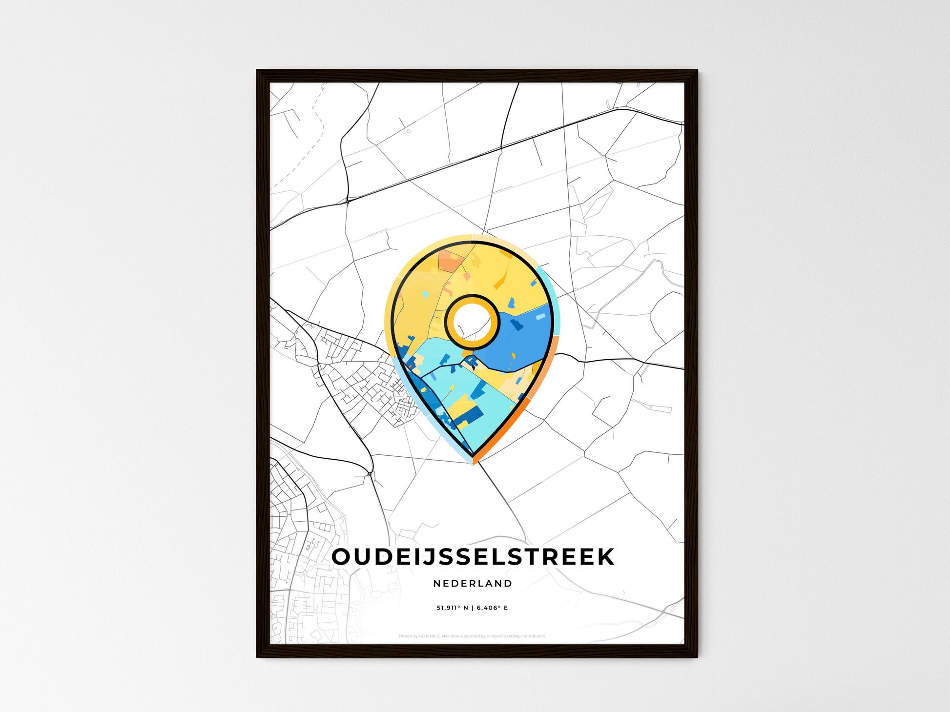 Oude Ijsselstreek Netherlands wedding art map with pointer icon