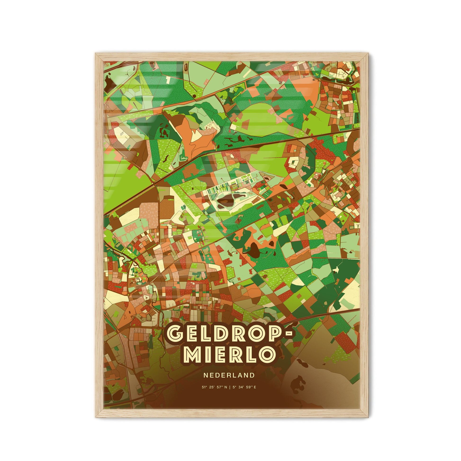 Colorful GELDROP-MIERLO NETHERLANDS Fine Art Map Farmhouse