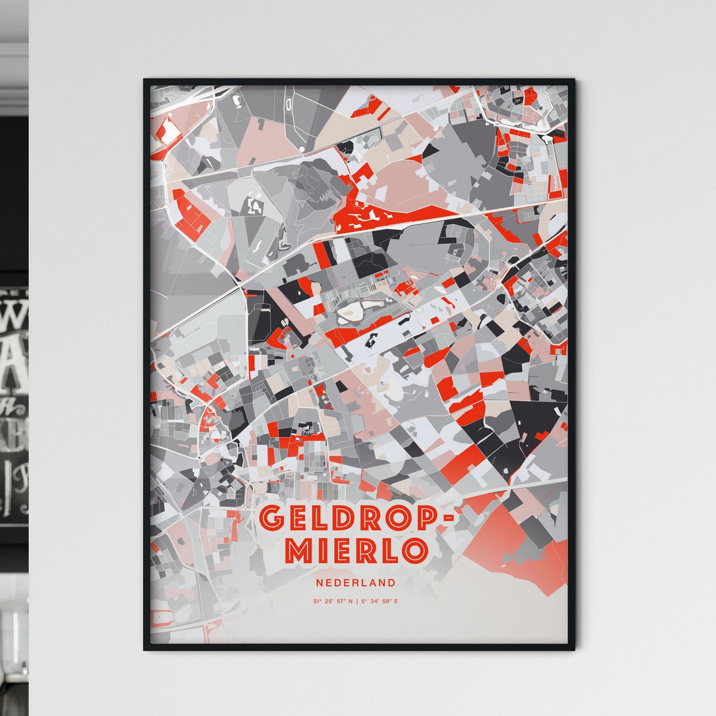 Colorful GELDROP-MIERLO NETHERLANDS Fine Art Map Modern