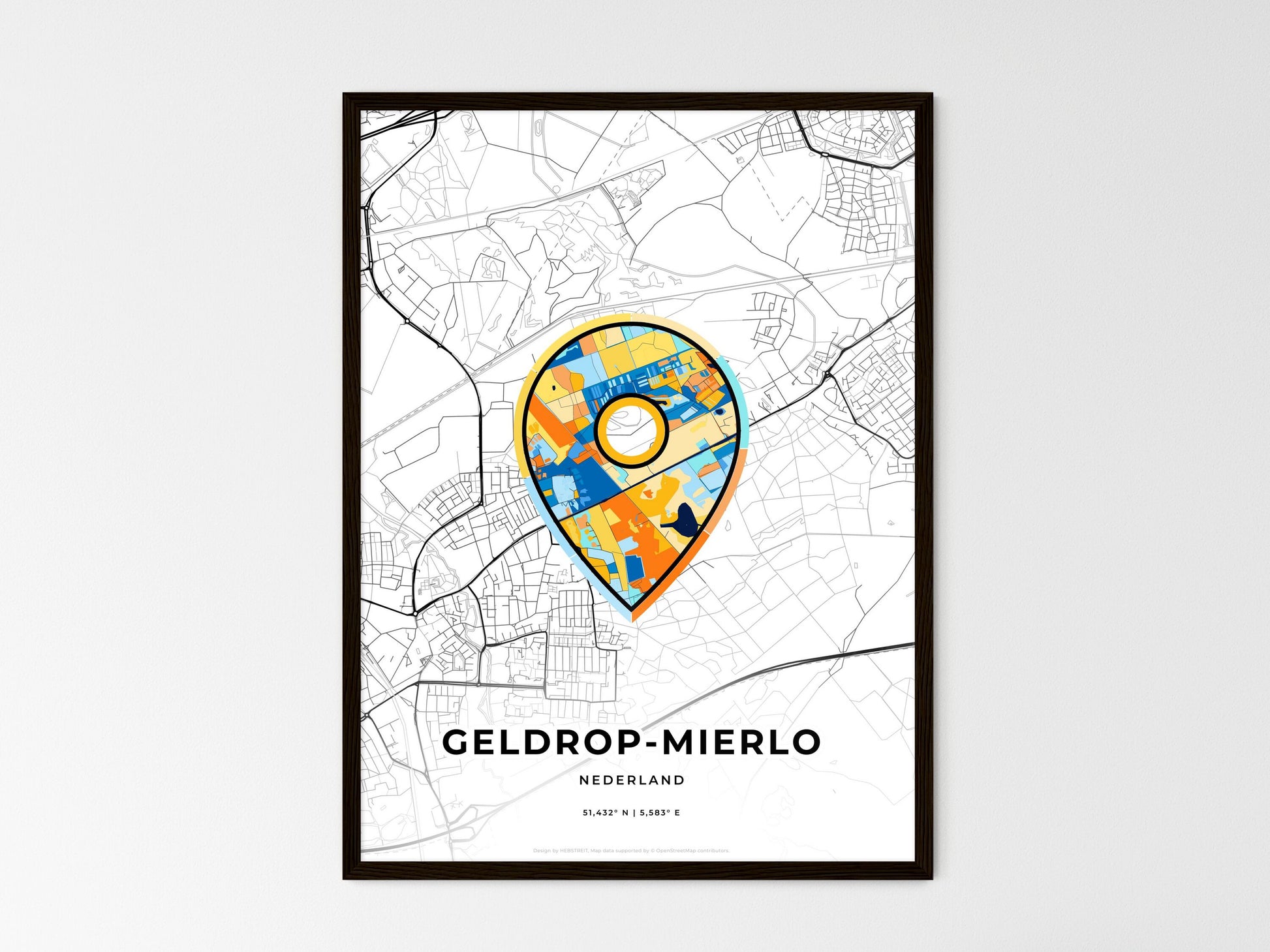 Geldrop-Mierlo Netherlands wedding art map with pointer icon