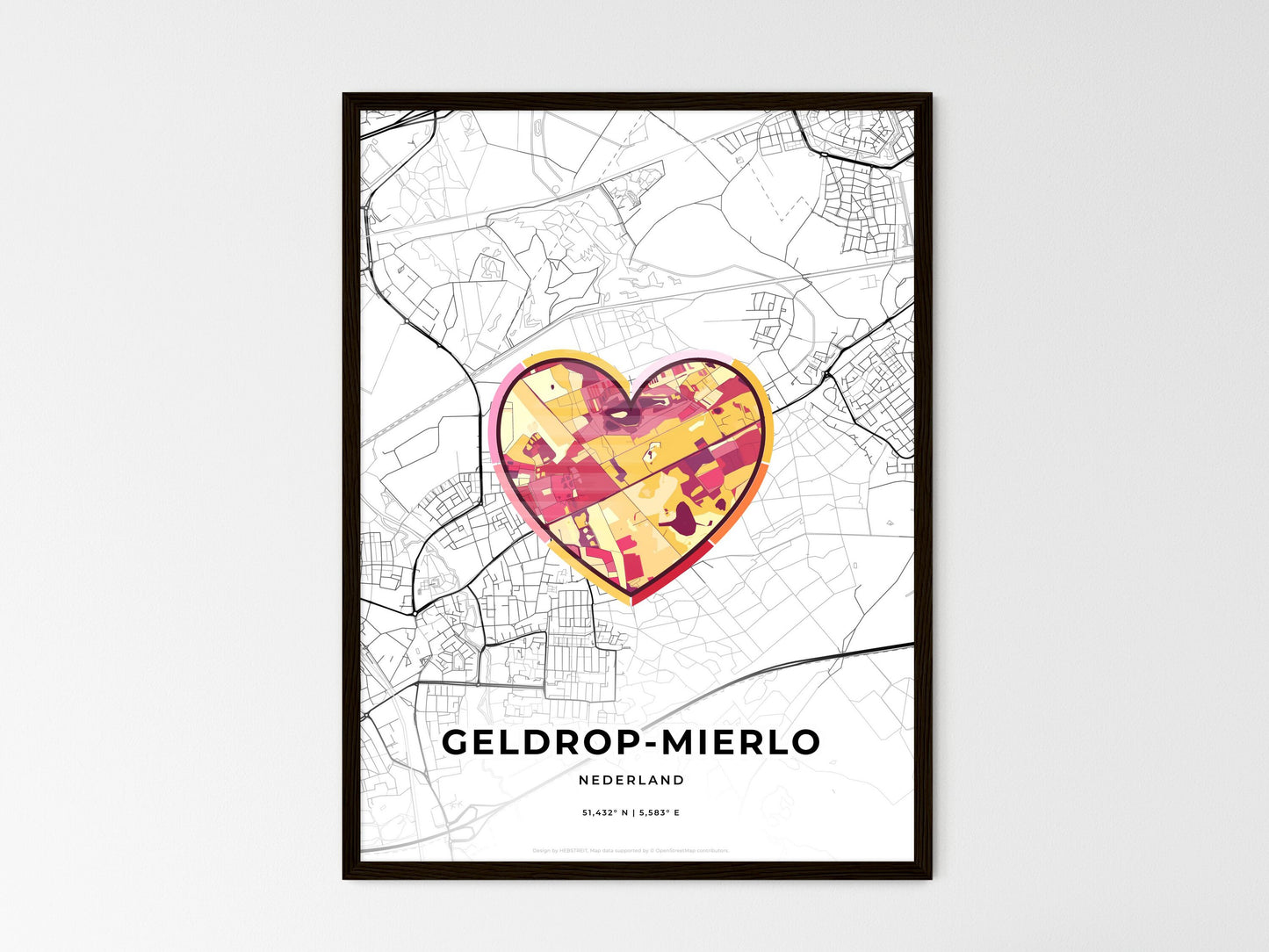 Geldrop-Mierlo Netherlands wedding art map with heart icon