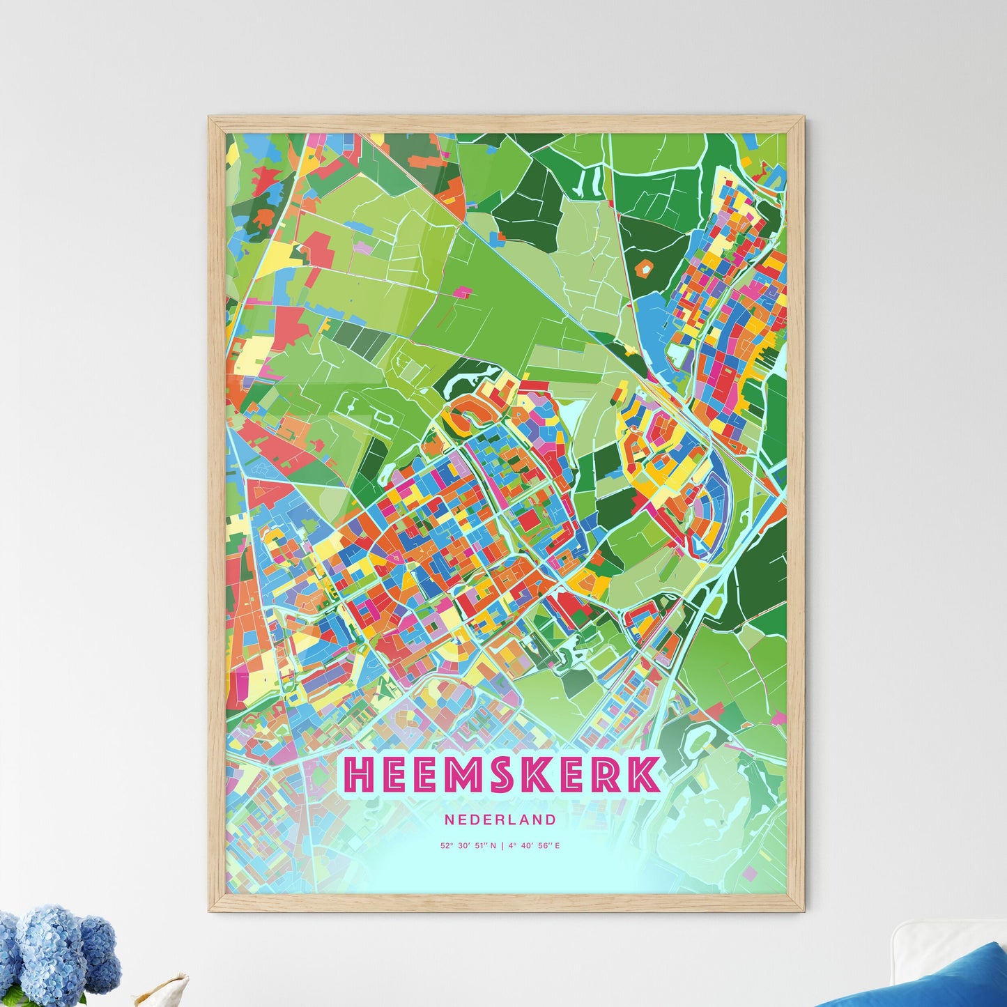 Colorful HEEMSKERK NETHERLANDS Fine Art Map Crazy Colors