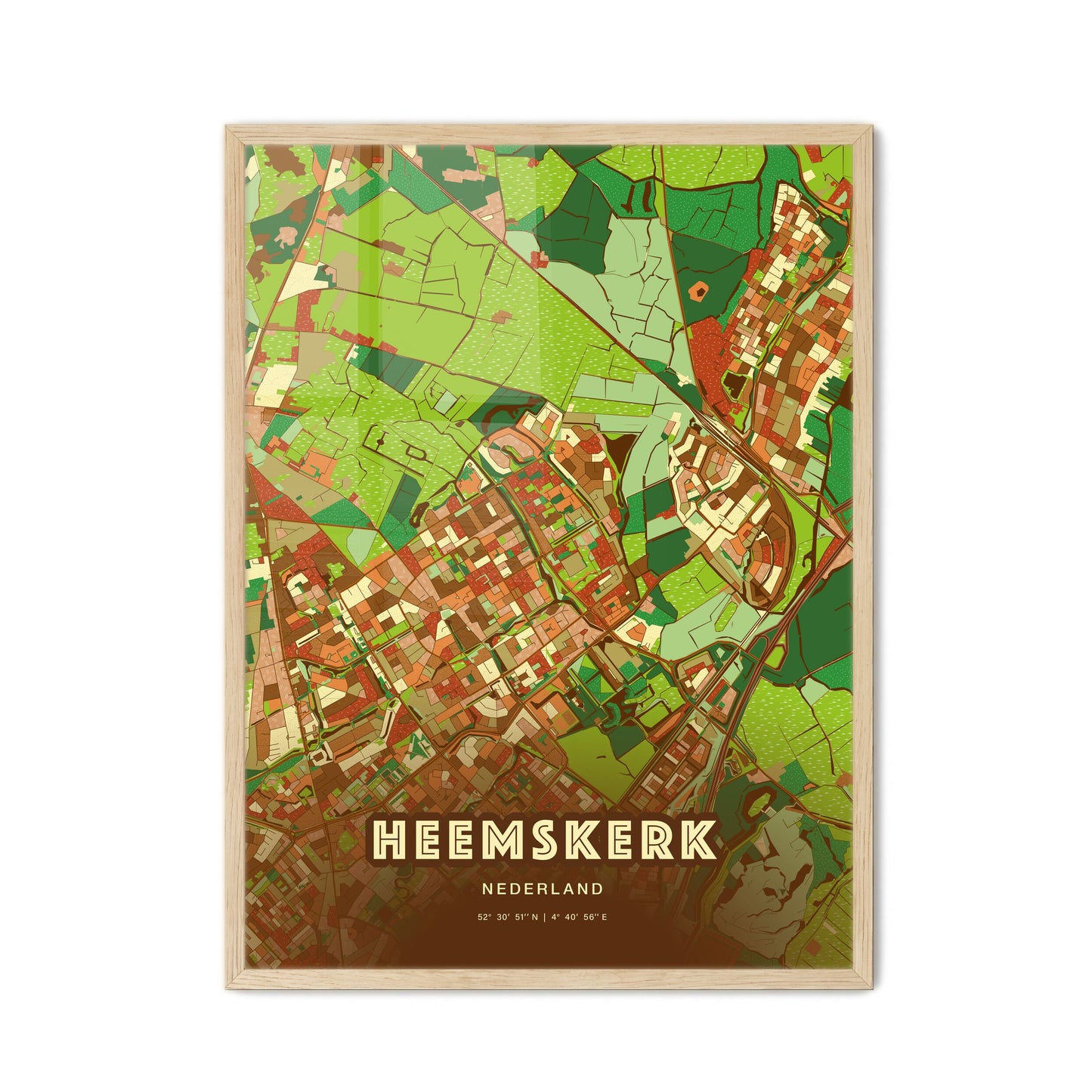 Colorful HEEMSKERK NETHERLANDS Fine Art Map Farmhouse