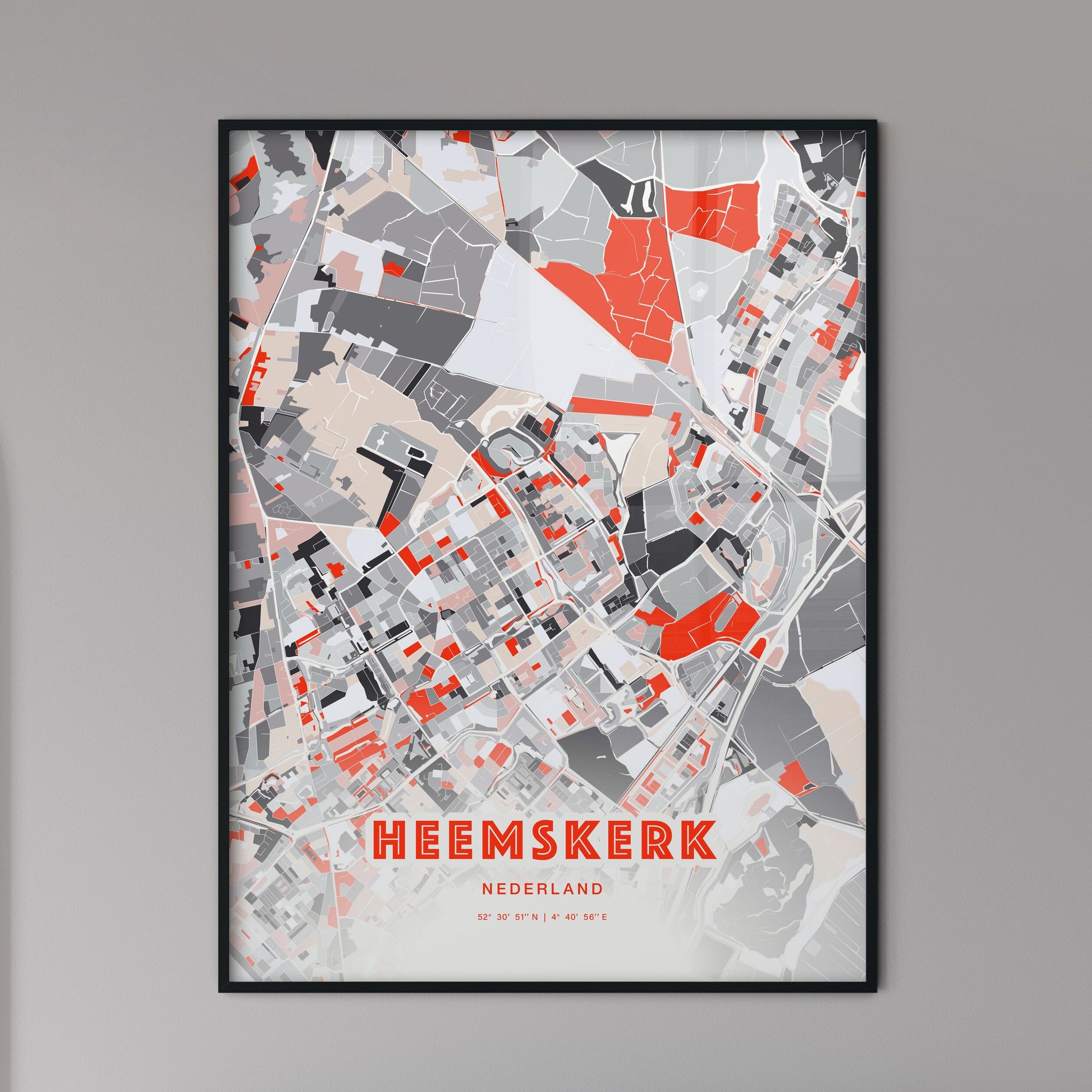 Colorful HEEMSKERK NETHERLANDS Fine Art Map Modern