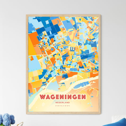 Colorful WAGENINGEN NETHERLANDS Fine Art Map Blue Orange