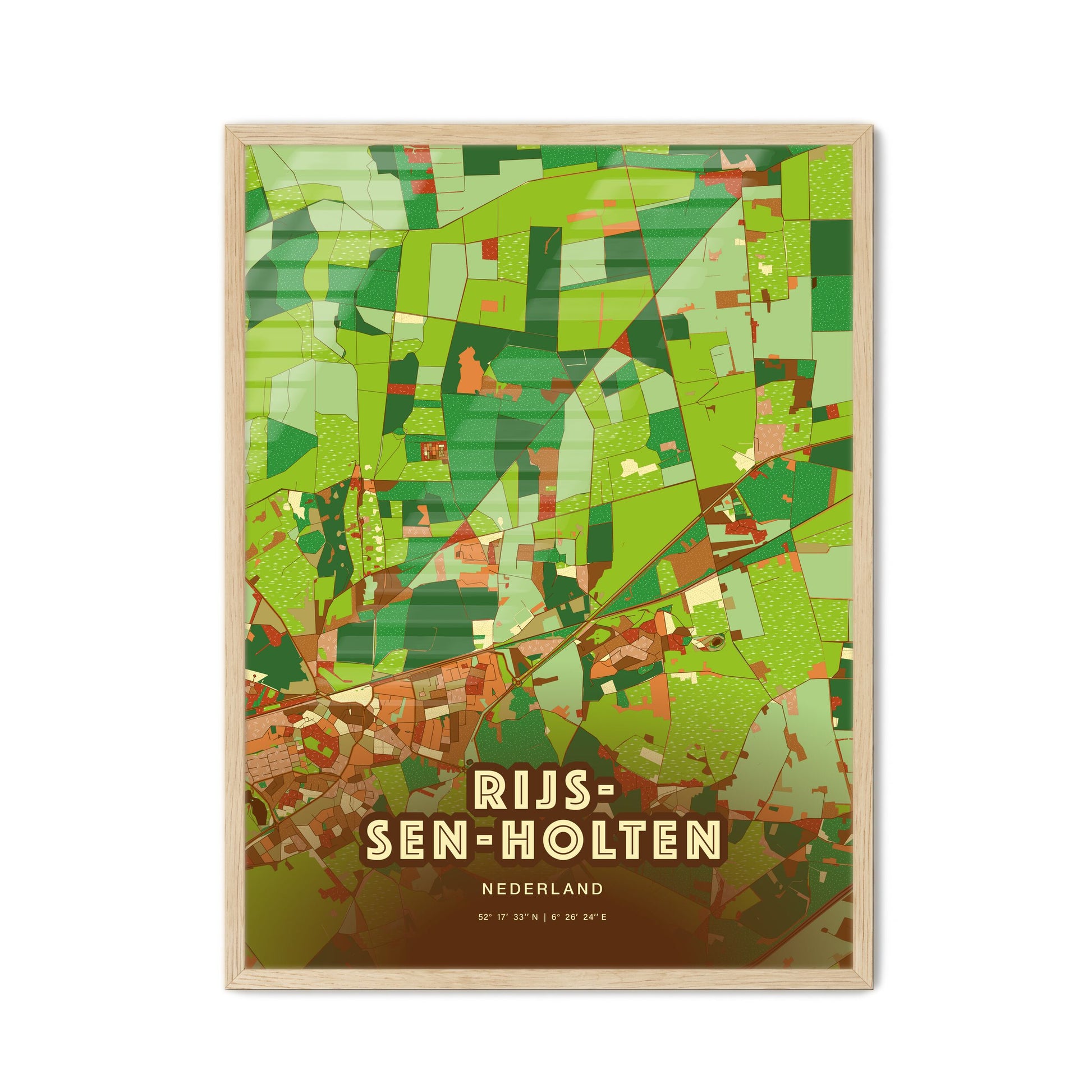 Colorful RIJSSEN-HOLTEN NETHERLANDS Fine Art Map Farmhouse