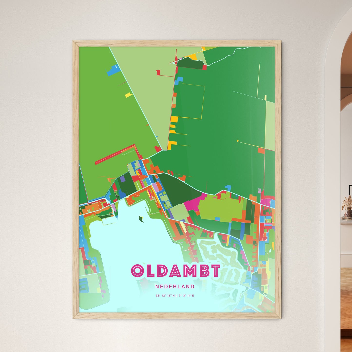 Colorful OLDAMBT NETHERLANDS Fine Art Map Crazy Colors
