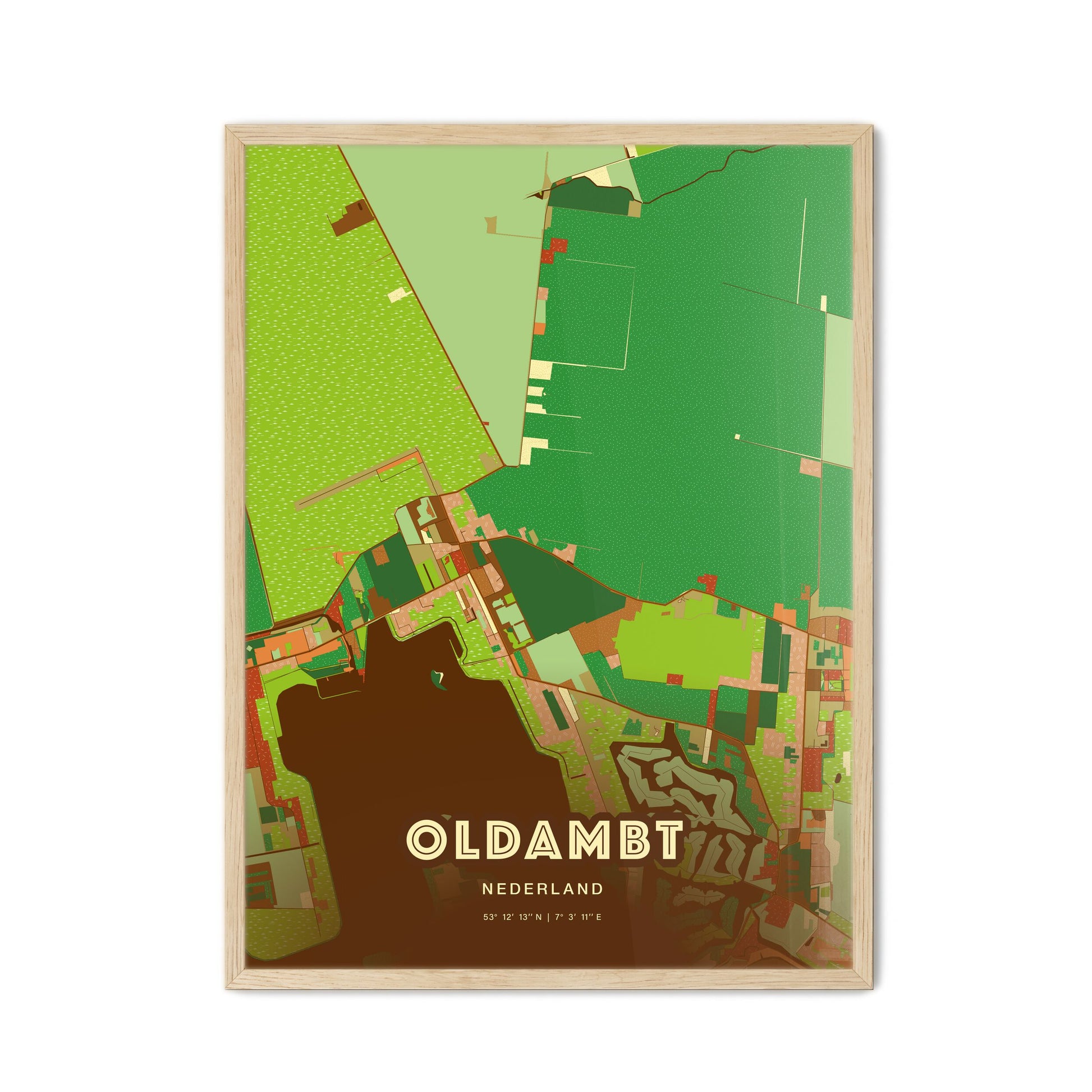 Colorful OLDAMBT NETHERLANDS Fine Art Map Farmhouse