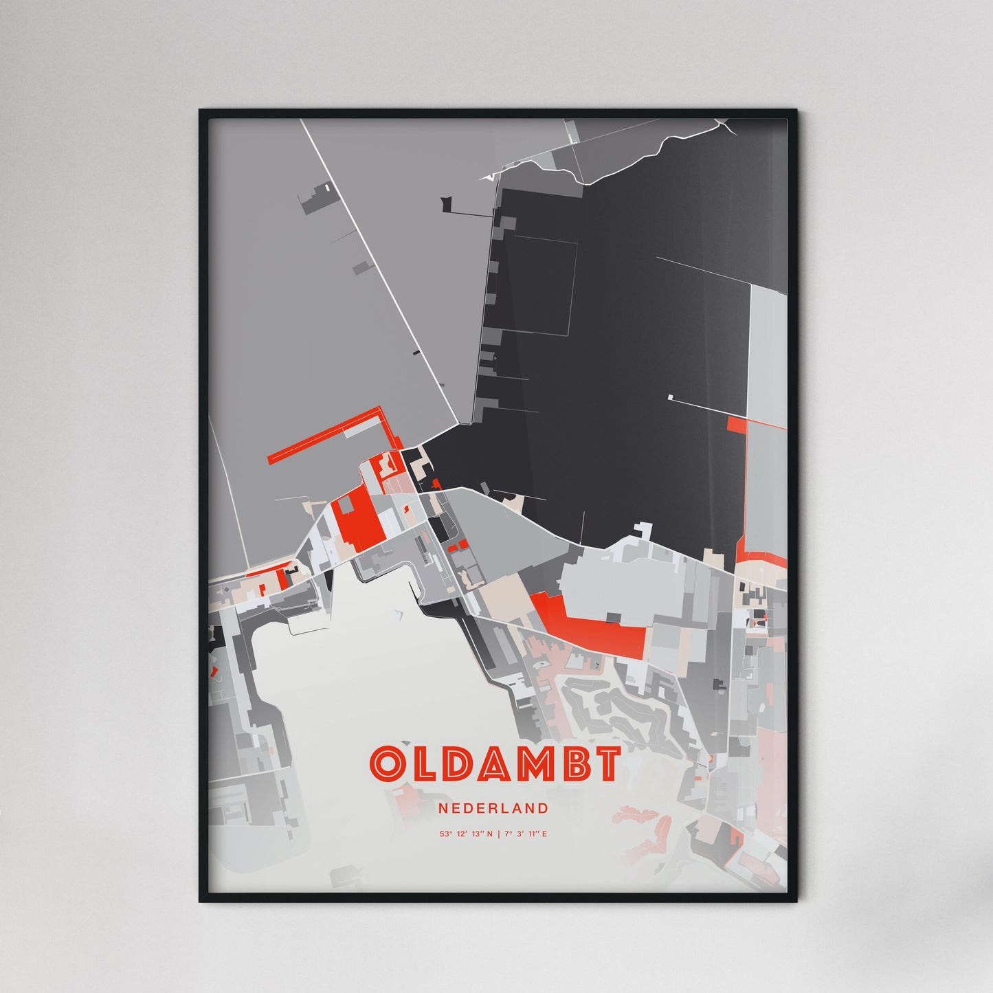 Colorful OLDAMBT NETHERLANDS Fine Art Map Modern