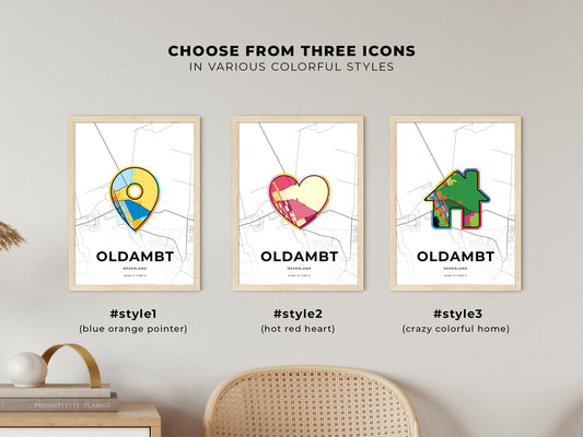 Oldambt Netherlands maps with colorful icons