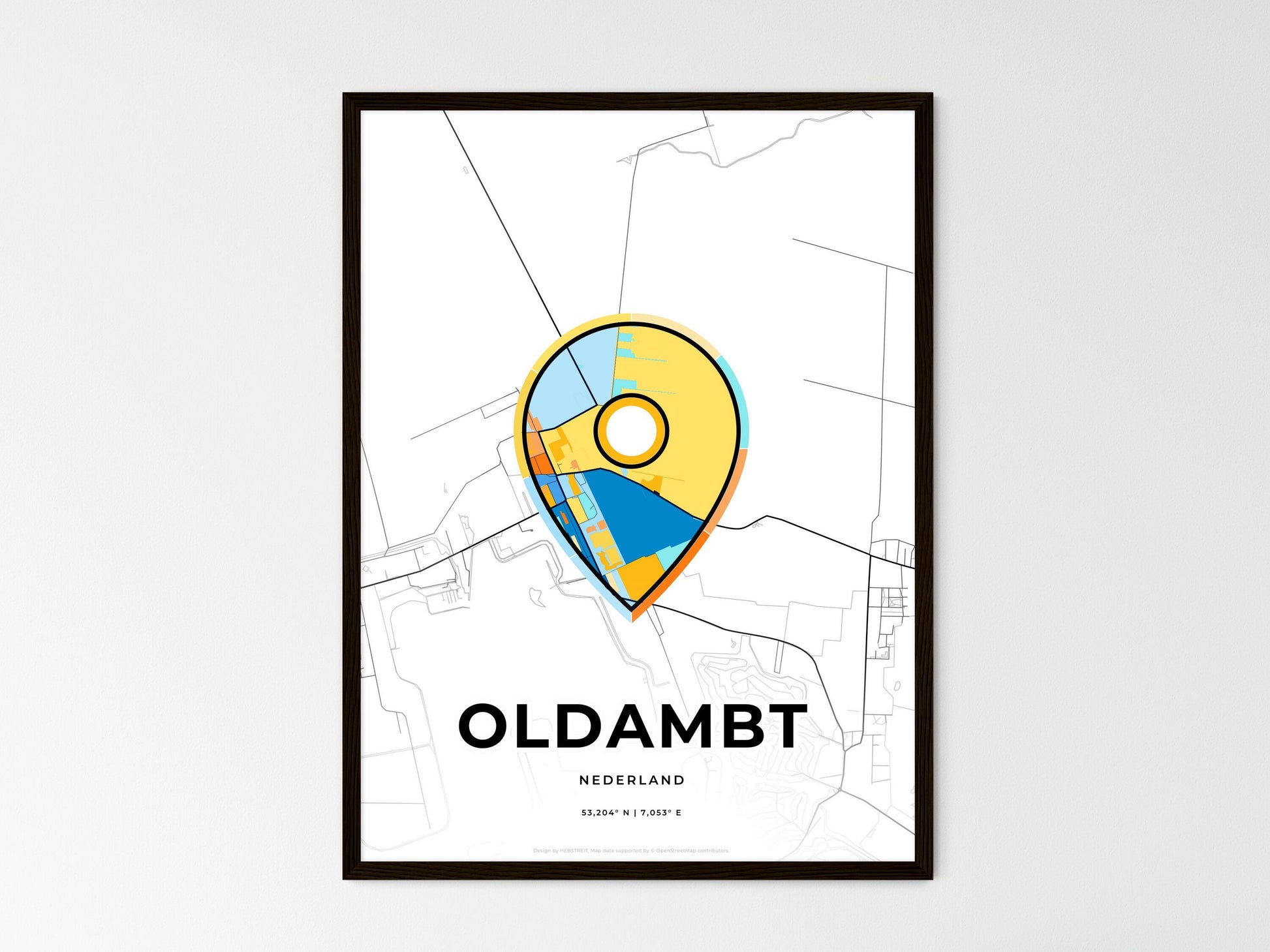 Oldambt Netherlands wedding art map with pointer icon