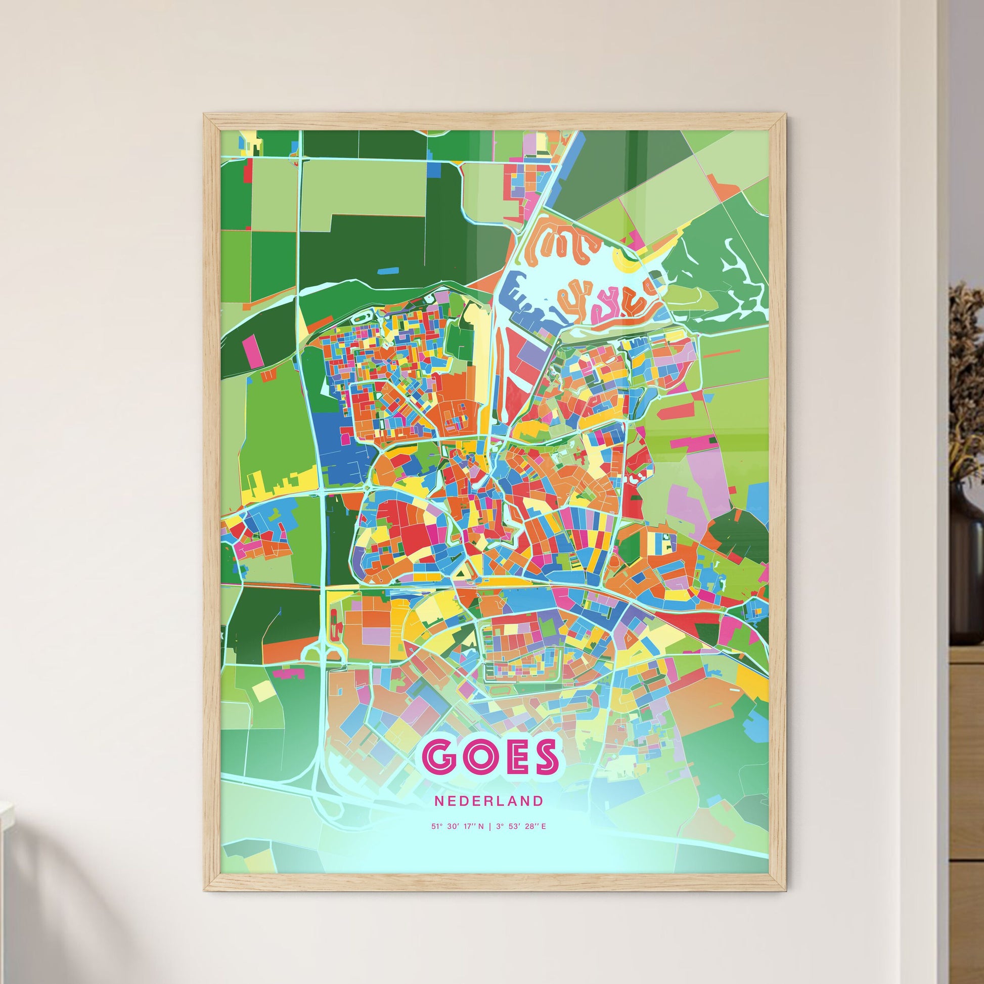 Colorful GOES NETHERLANDS Fine Art Map Crazy Colors