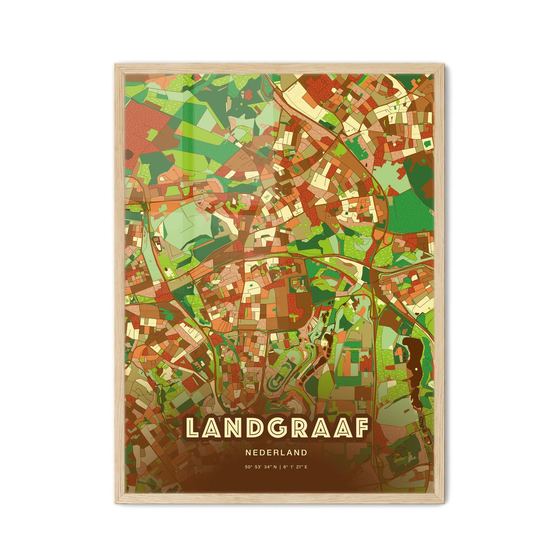 Colorful LANDGRAAF NETHERLANDS Fine Art Map Farmhouse