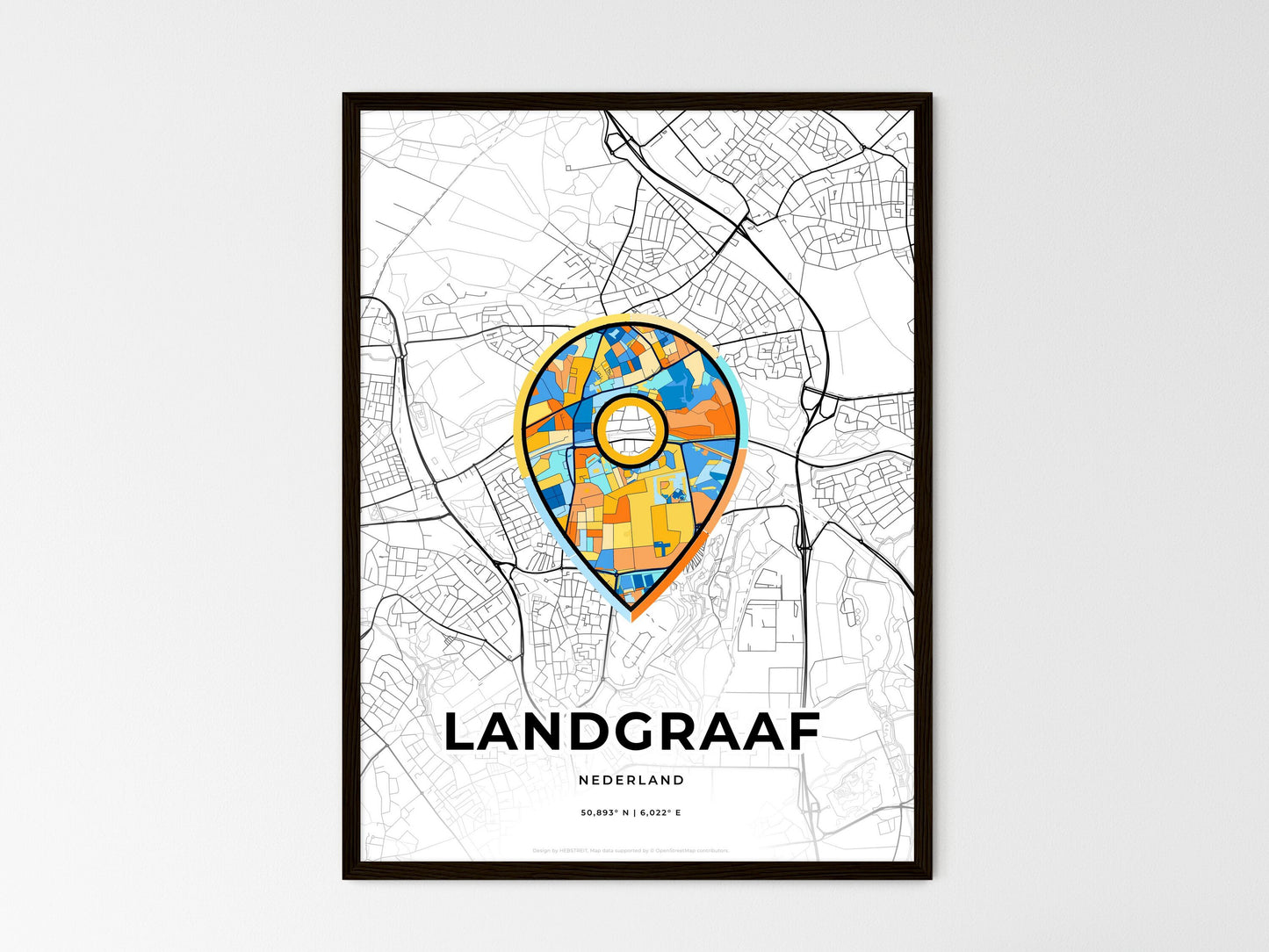 Landgraaf Netherlands wedding art map with pointer icon