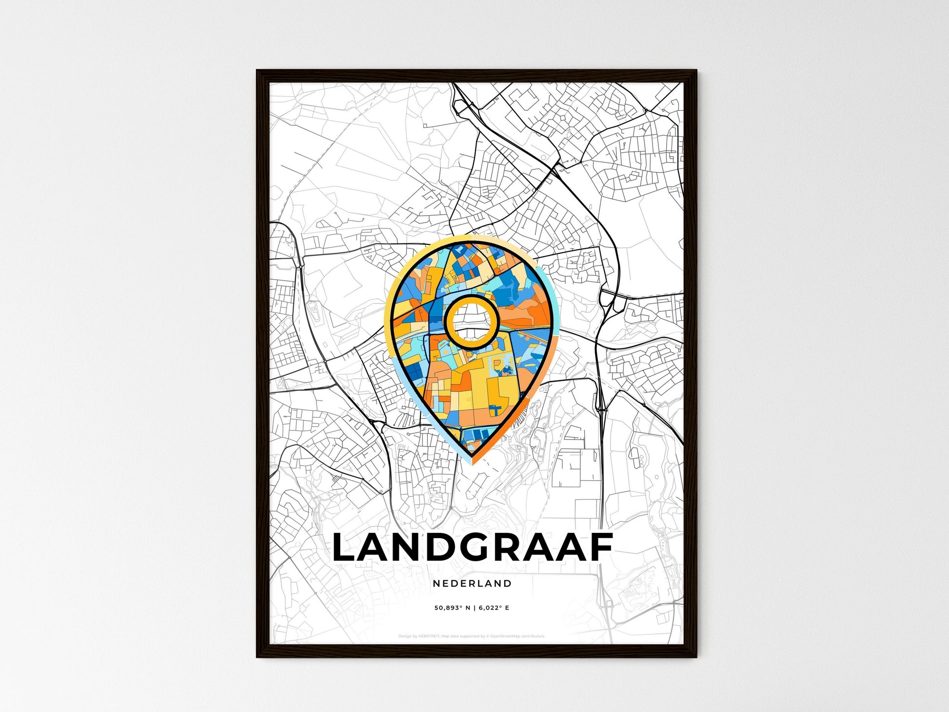 Landgraaf Netherlands wedding art map with pointer icon