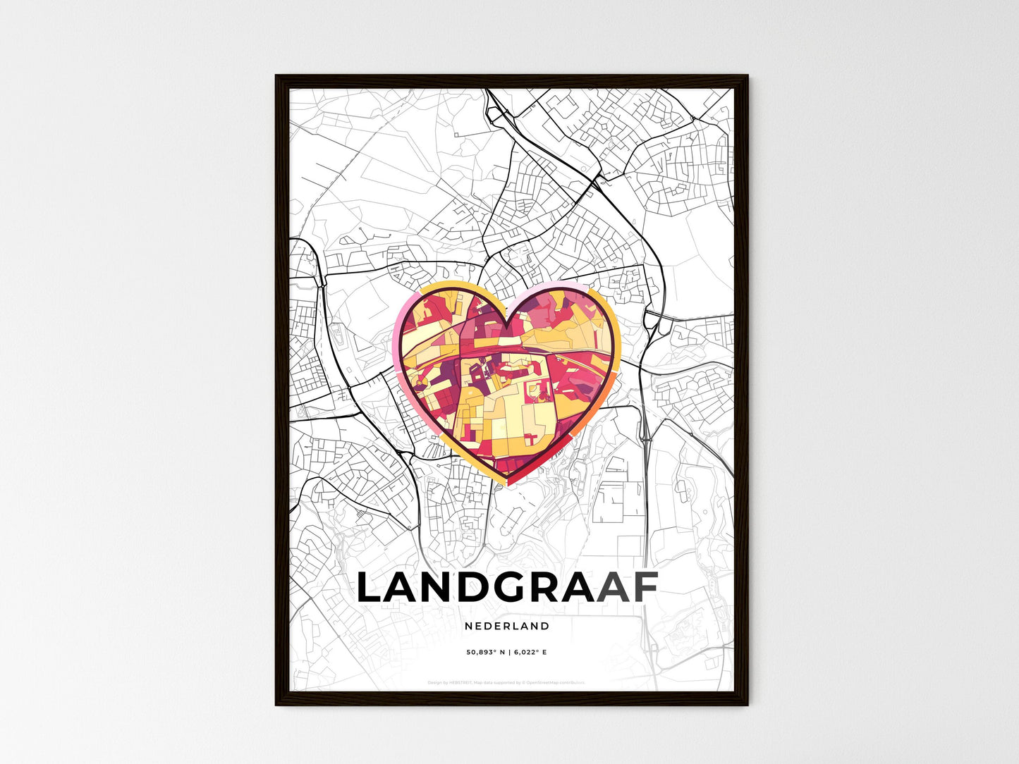 Landgraaf Netherlands wedding art map with heart icon