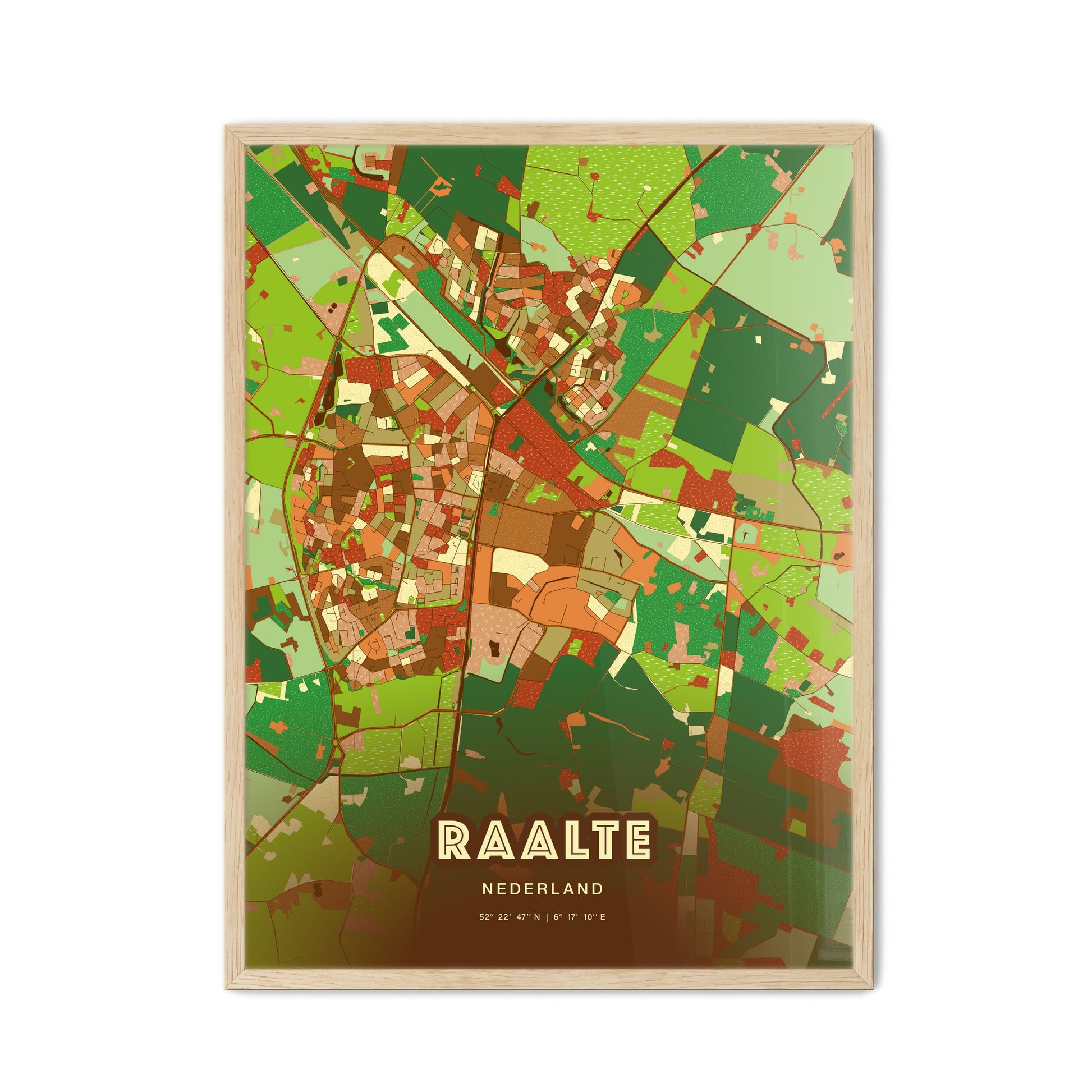 Colorful RAALTE NETHERLANDS Fine Art Map Farmhouse