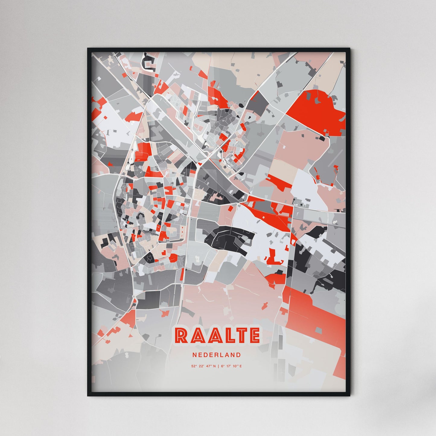 Colorful RAALTE NETHERLANDS Fine Art Map Modern