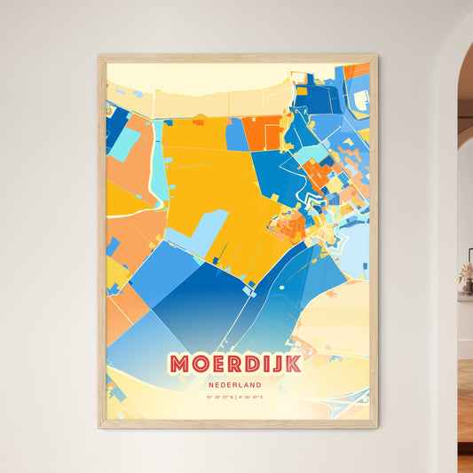 Colorful MOERDIJK NETHERLANDS Fine Art Map Blue Orange