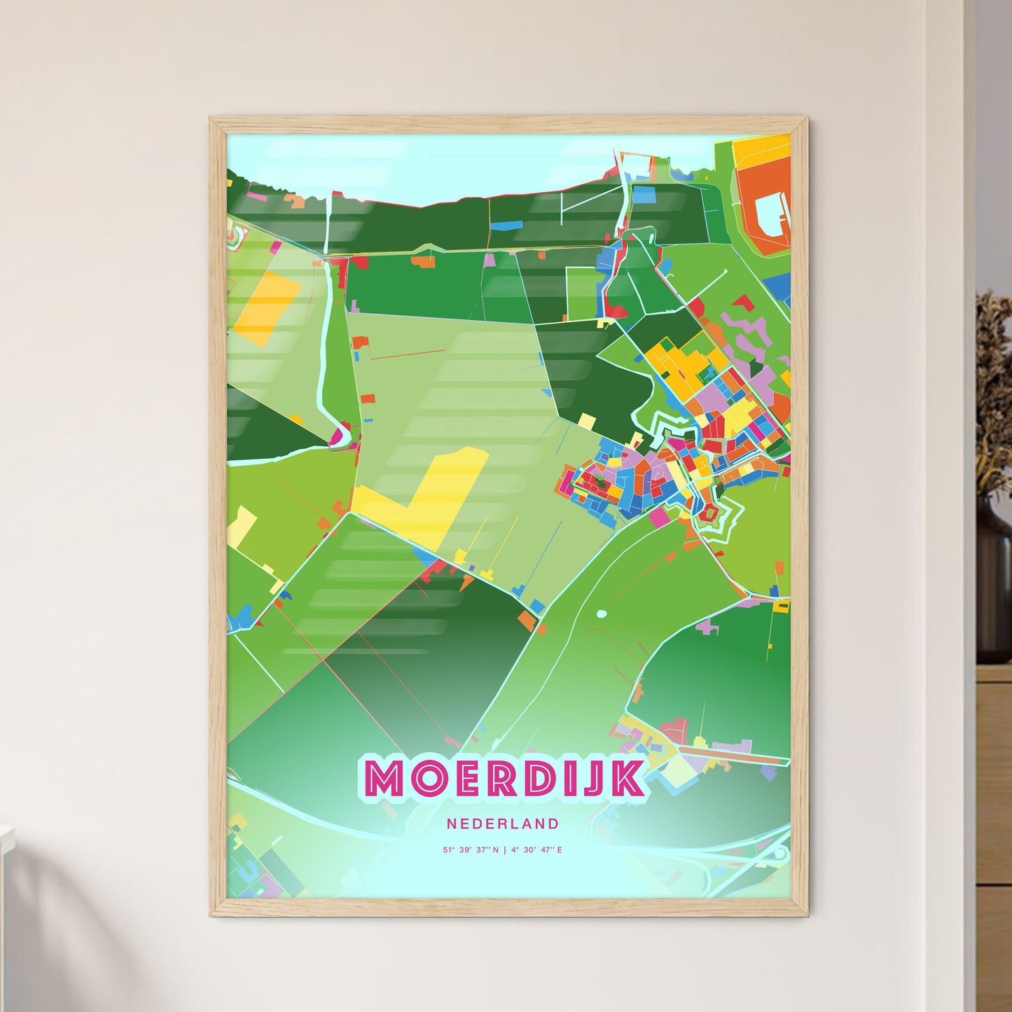 Colorful MOERDIJK NETHERLANDS Fine Art Map Crazy Colors