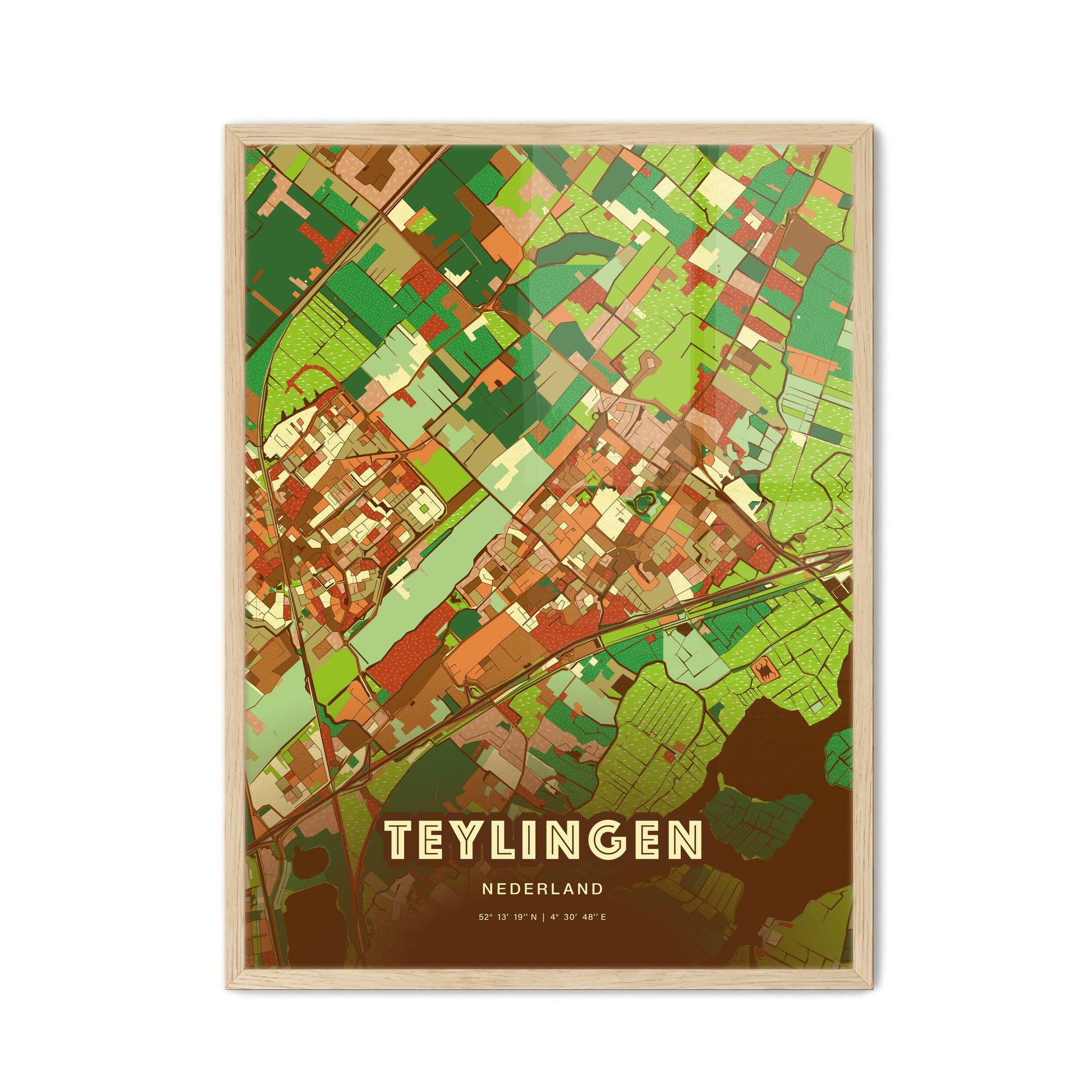 Colorful TEYLINGEN NETHERLANDS Fine Art Map Farmhouse