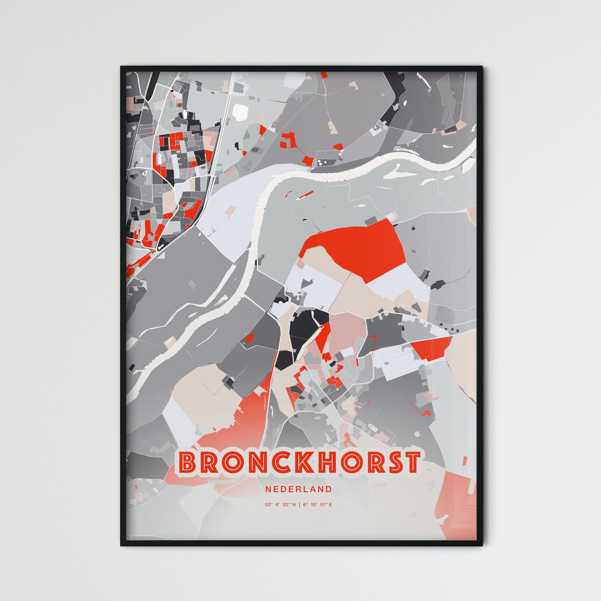 Colorful BRONCKHORST NETHERLANDS Fine Art Map Modern