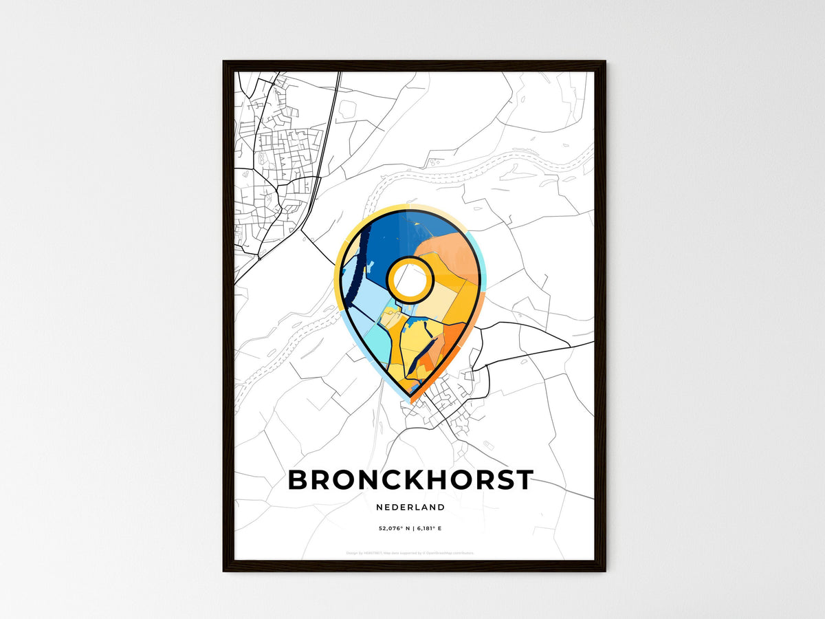 Bronckhorst Netherlands wedding art map with pointer icon