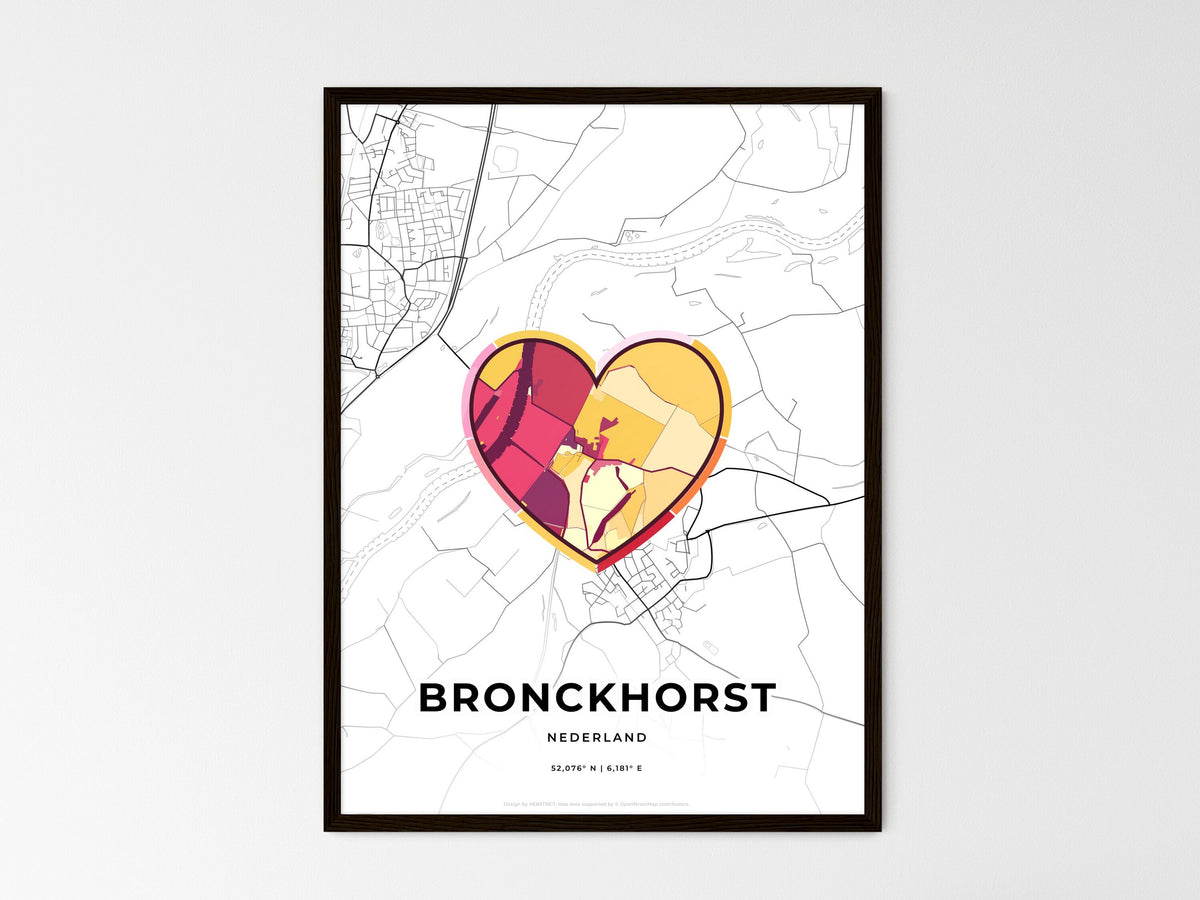 Bronckhorst Netherlands wedding art map with heart icon