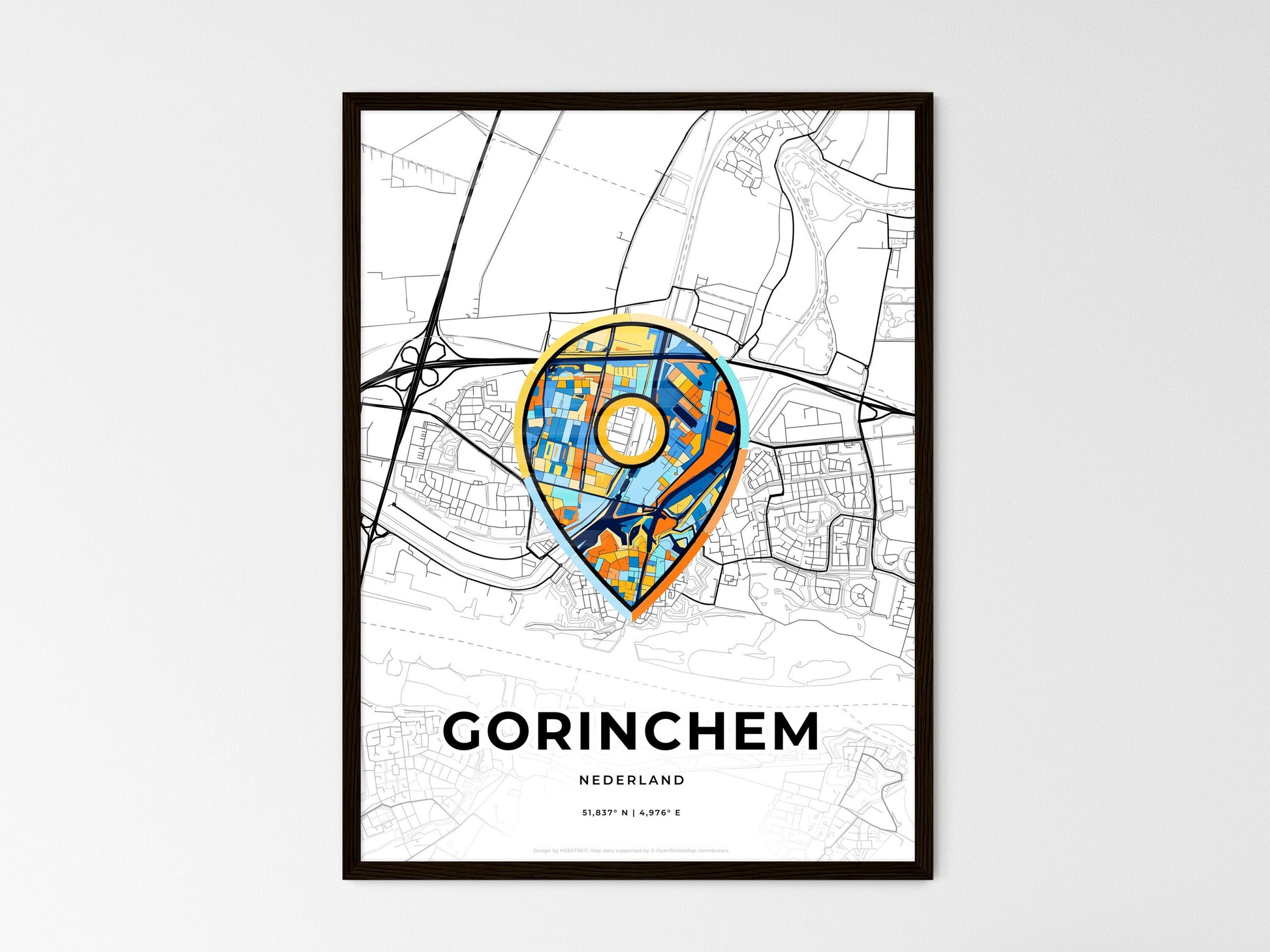Gorinchem Netherlands wedding art map with pointer icon