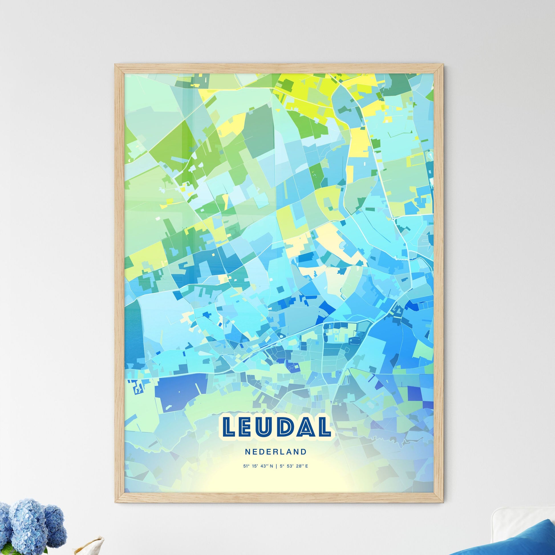 Colorful LEUDAL NETHERLANDS Fine Art Map Cool Blue