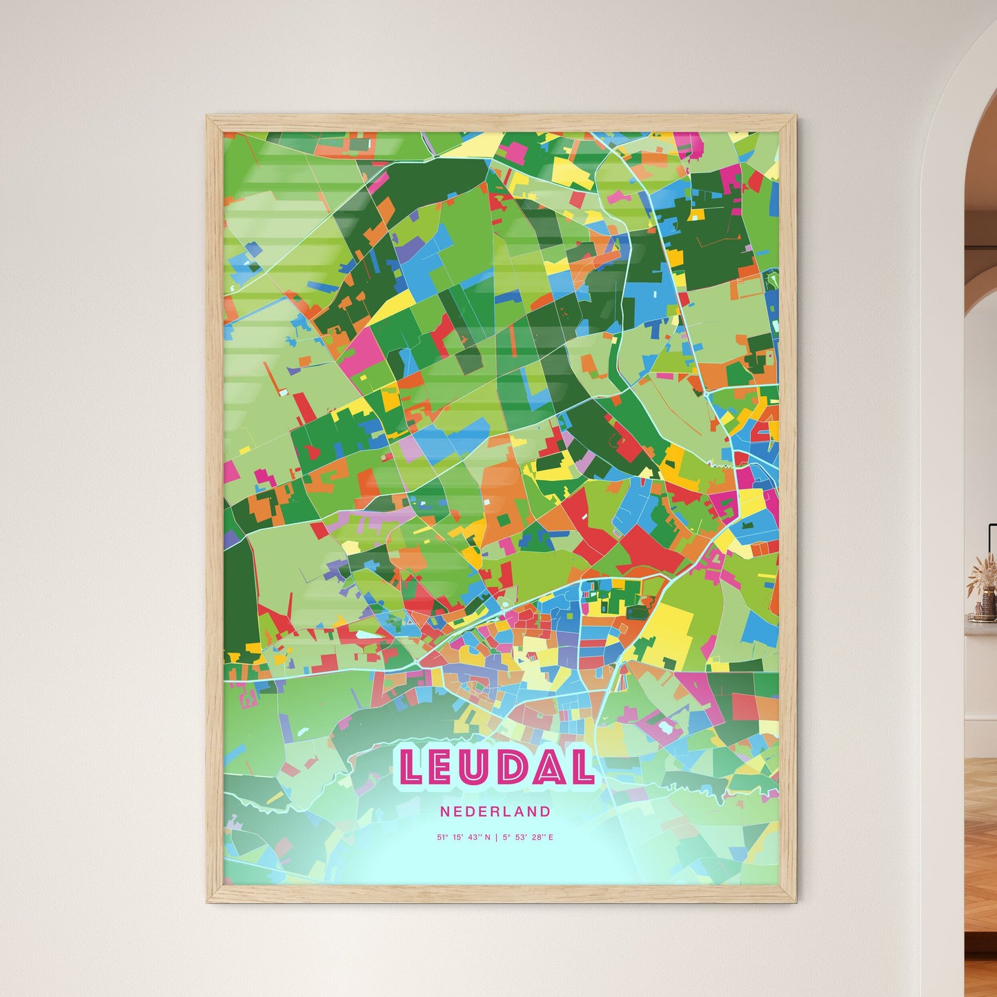 Colorful LEUDAL NETHERLANDS Fine Art Map Crazy Colors