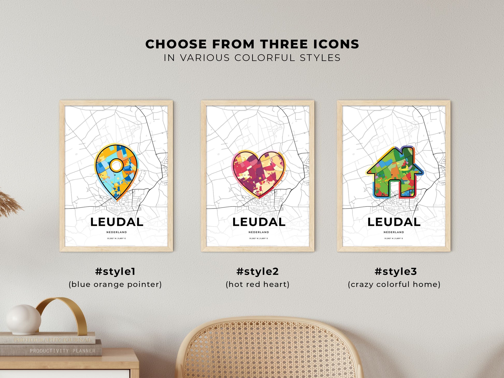 Leudal Netherlands maps with colorful icons