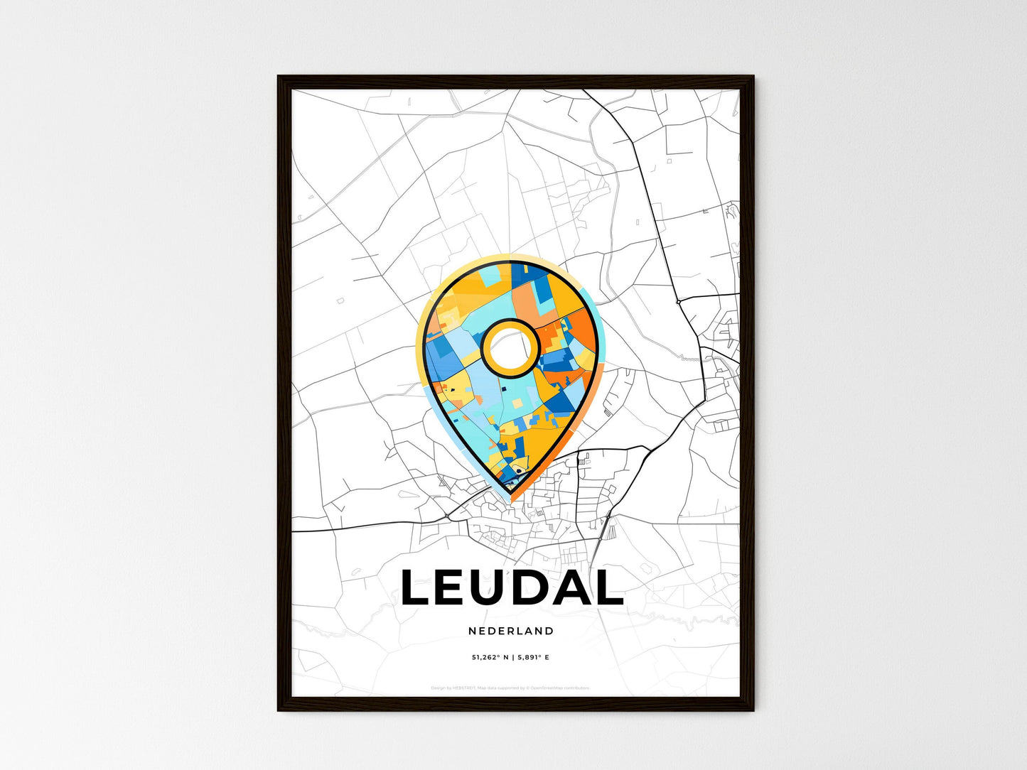 Leudal Netherlands wedding art map with pointer icon