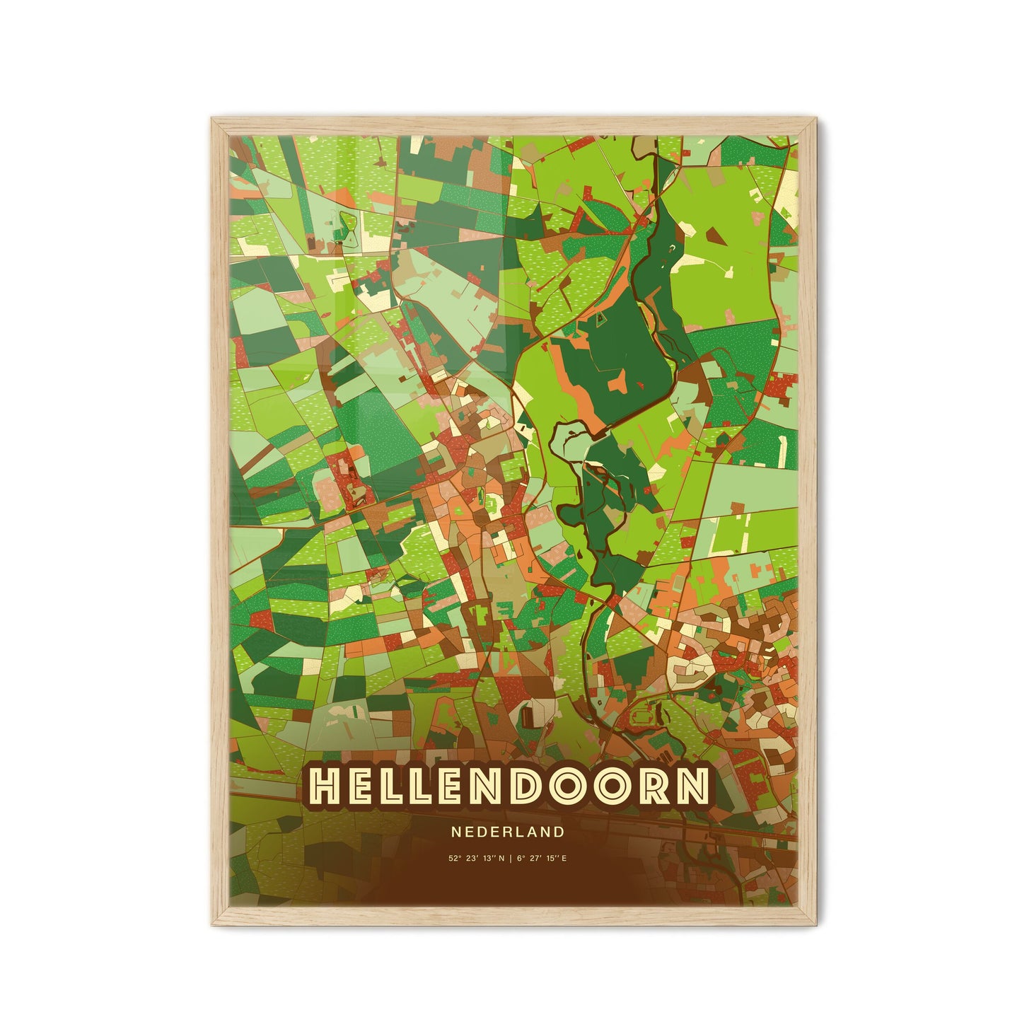 Colorful HELLENDOORN NETHERLANDS Fine Art Map Farmhouse