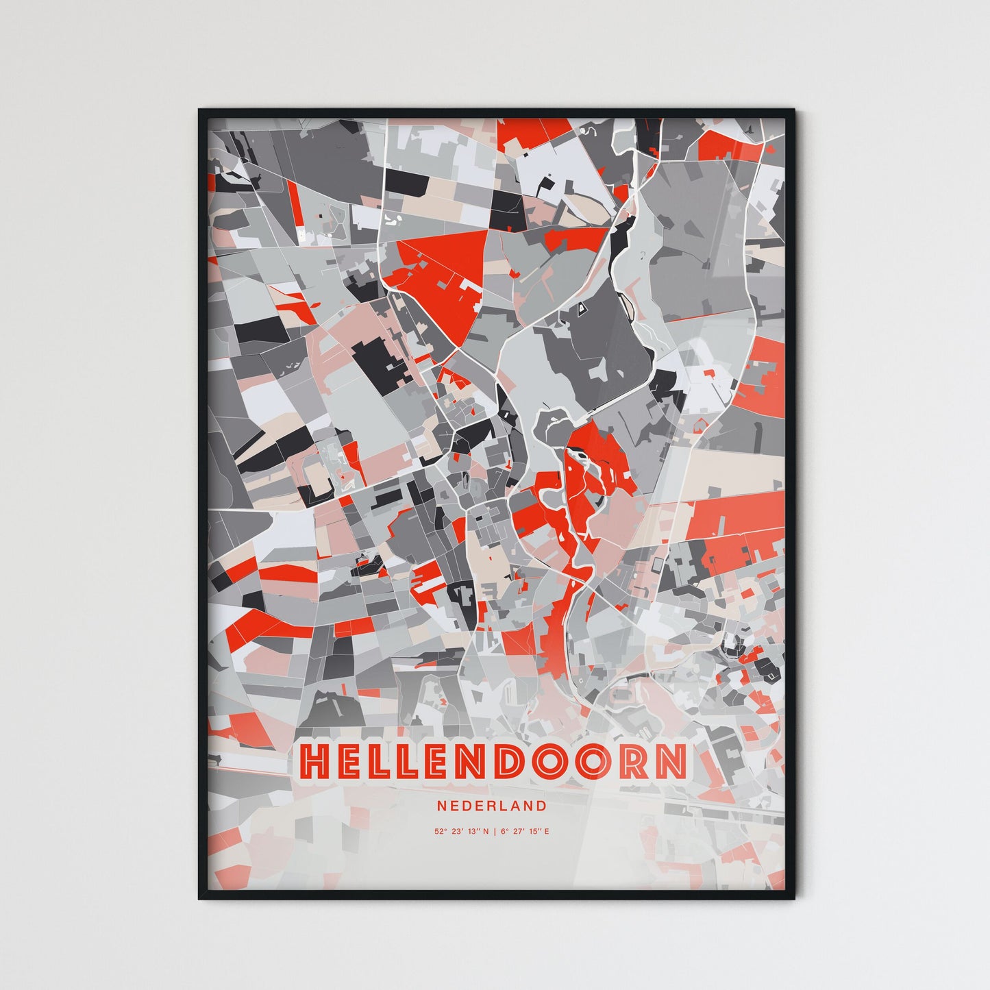 Colorful HELLENDOORN NETHERLANDS Fine Art Map Modern