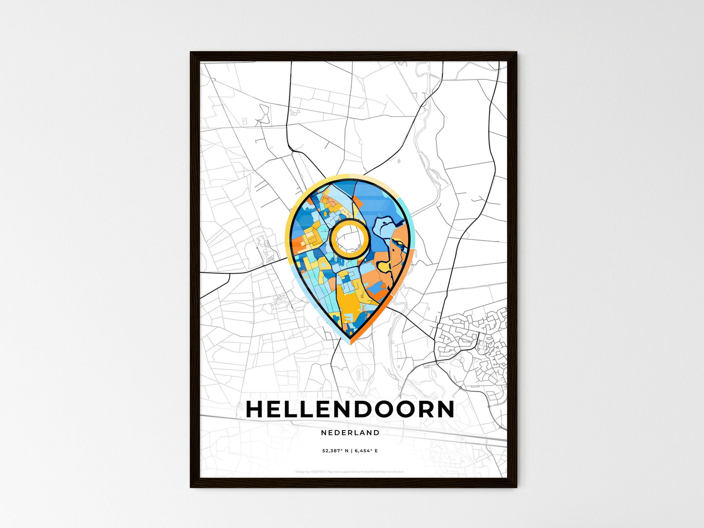 Hellendoorn Netherlands wedding art map with pointer icon
