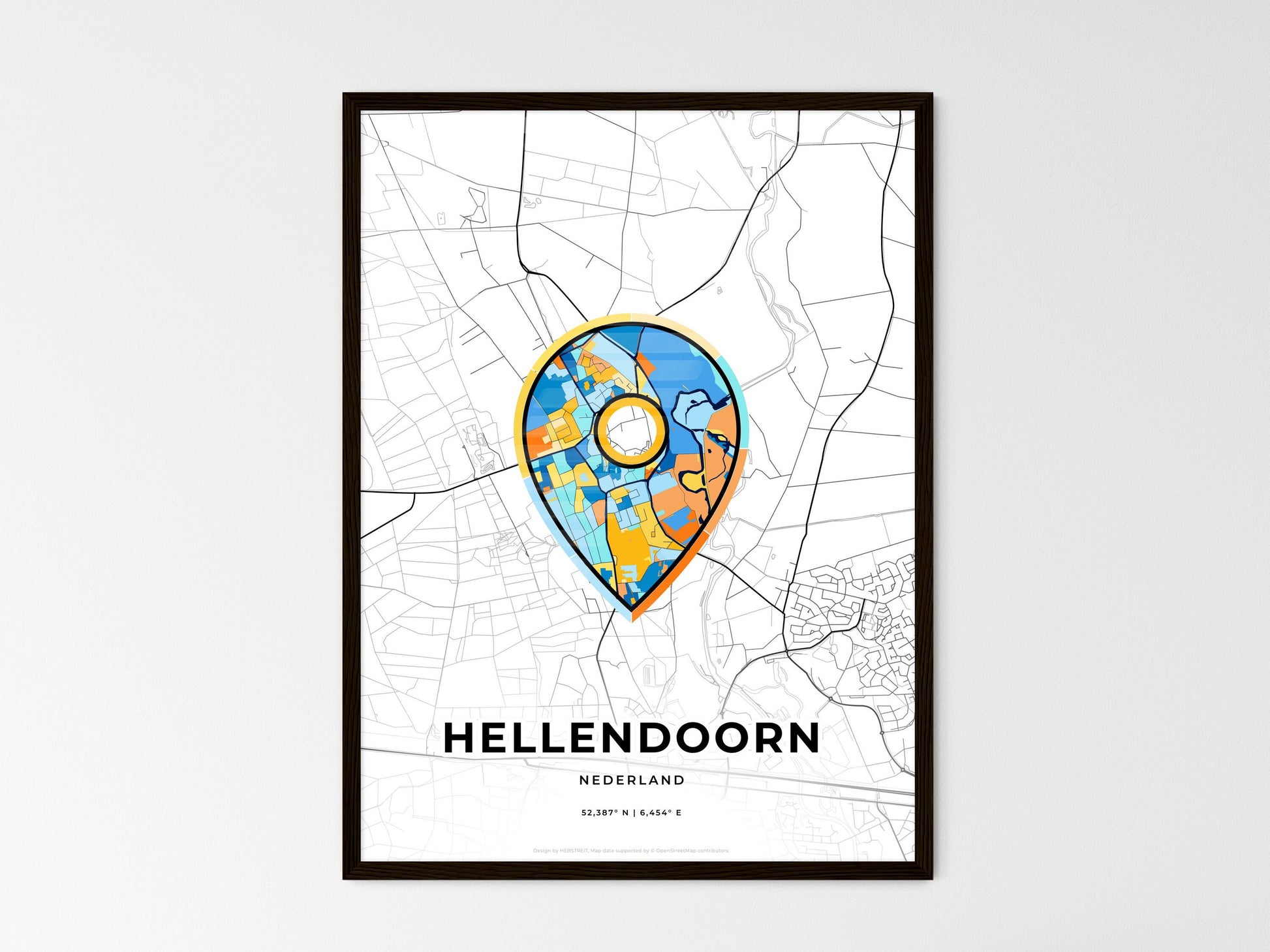 Hellendoorn Netherlands wedding art map with pointer icon