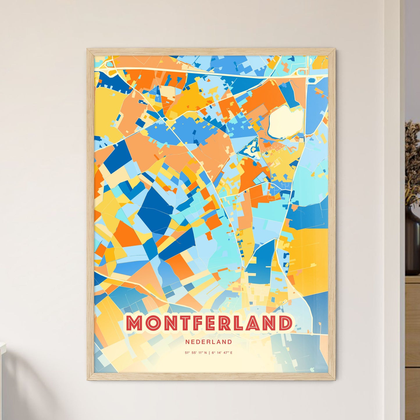 Colorful MONTFERLAND NETHERLANDS Fine Art Map Blue Orange