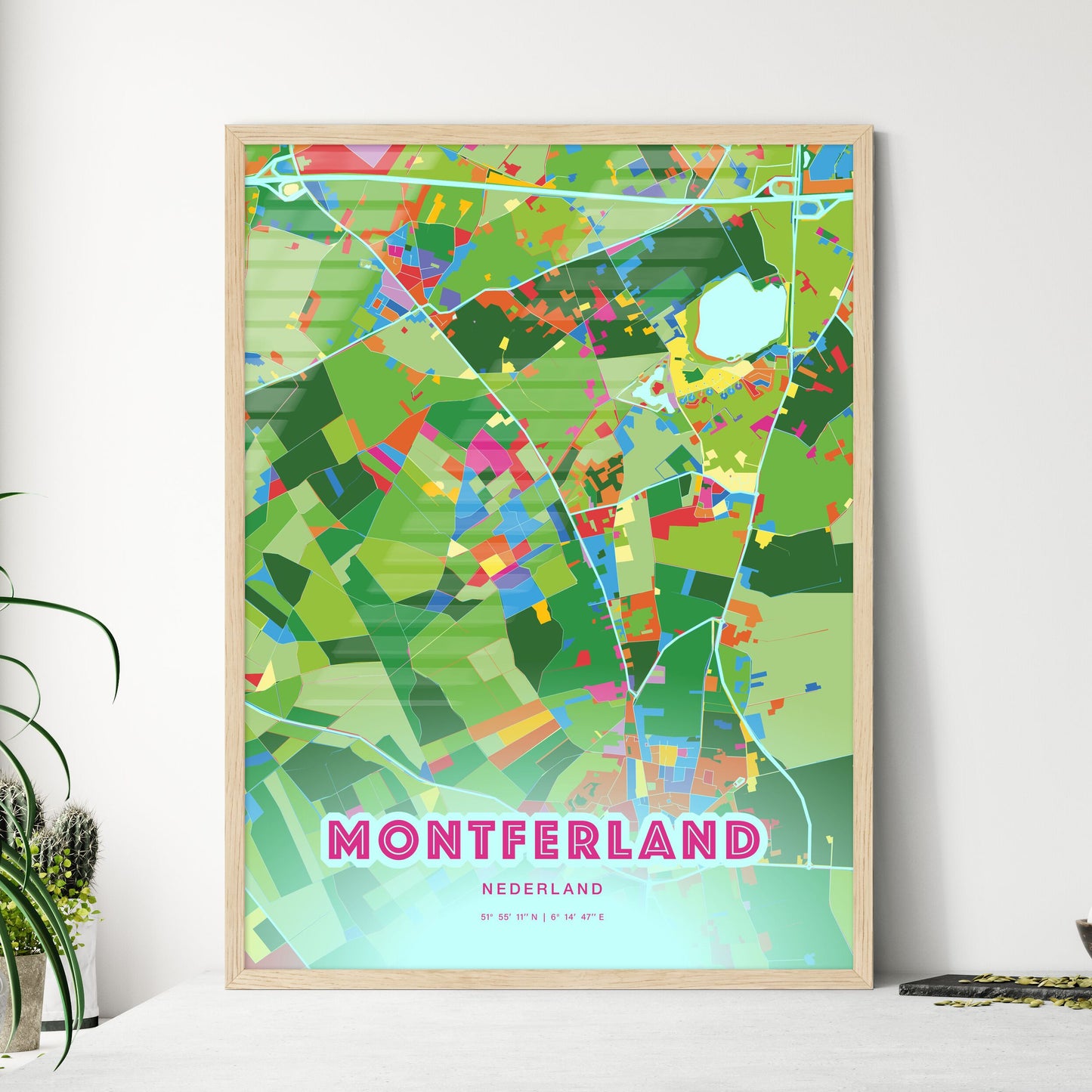 Colorful MONTFERLAND NETHERLANDS Fine Art Map Crazy Colors